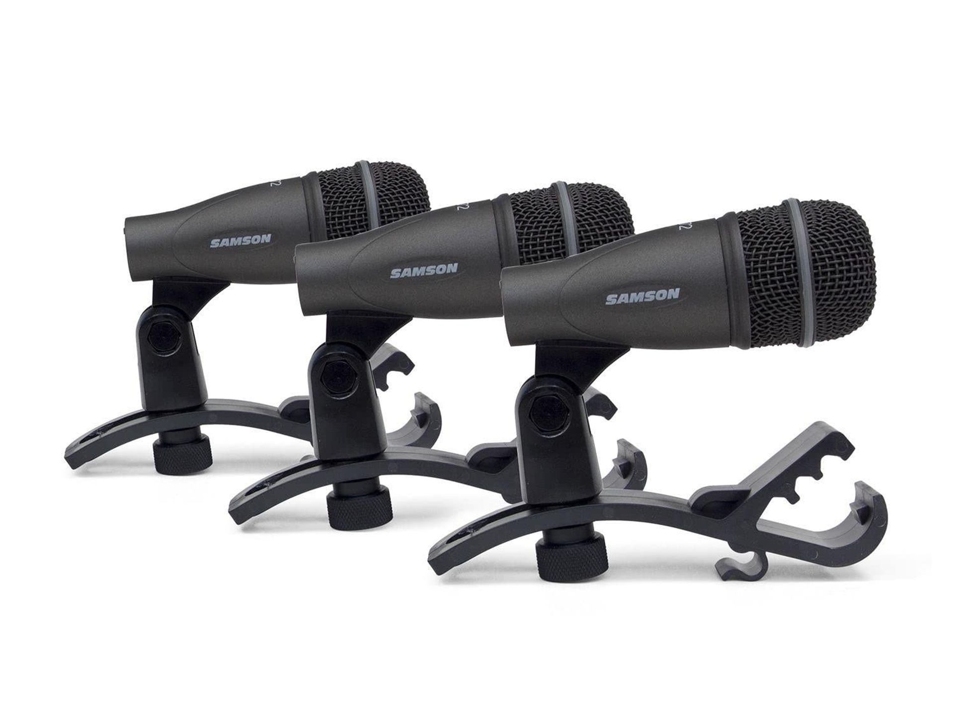 Drum Microphone Set 3-Piece Dynamic Mics with Clips and Hard Case - Black DK703 - Student Essentials