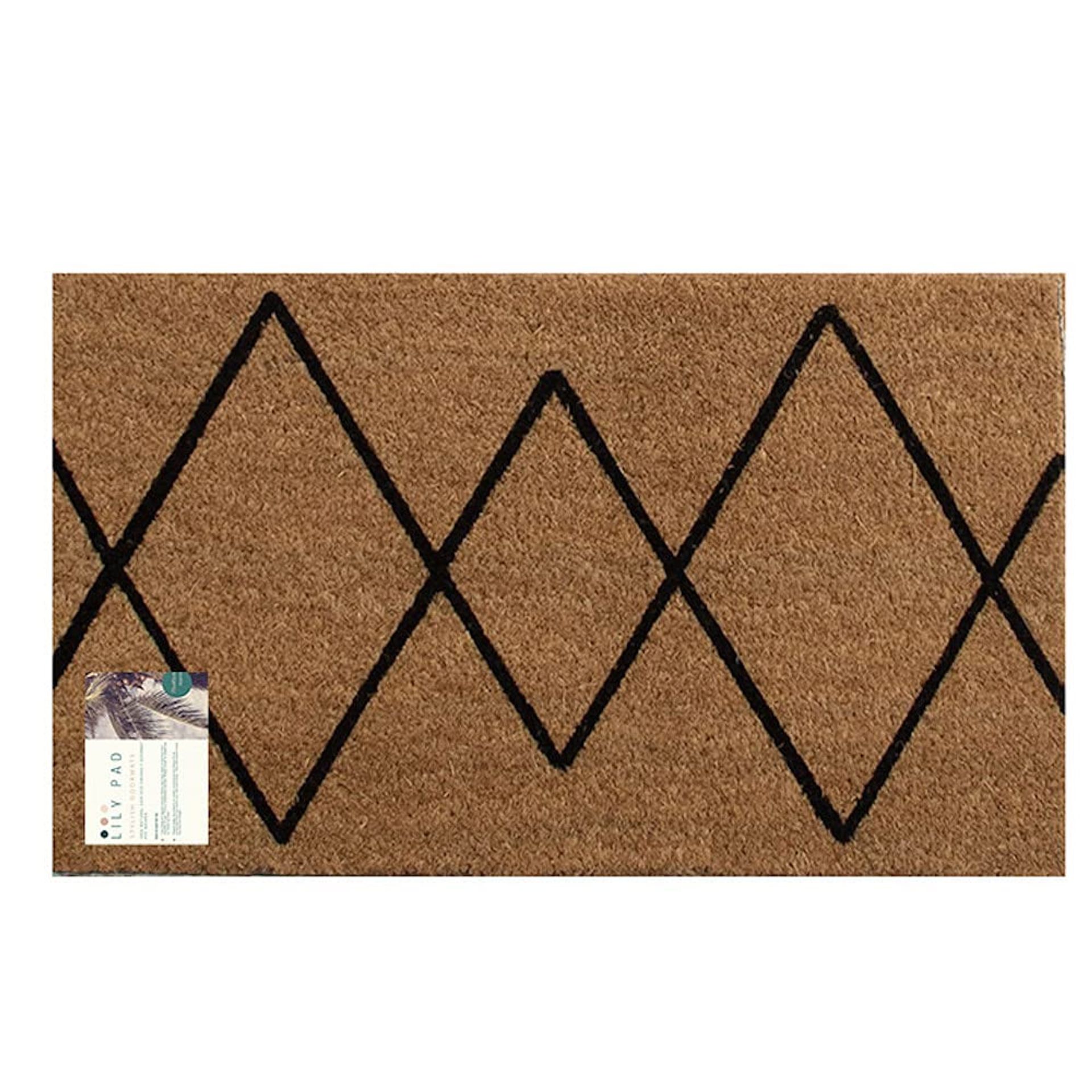 Coir Door Mat Heavy Duty Non-Slip Indoor Outdoor Welcome Mat 45x75cm - Boho Diamond
