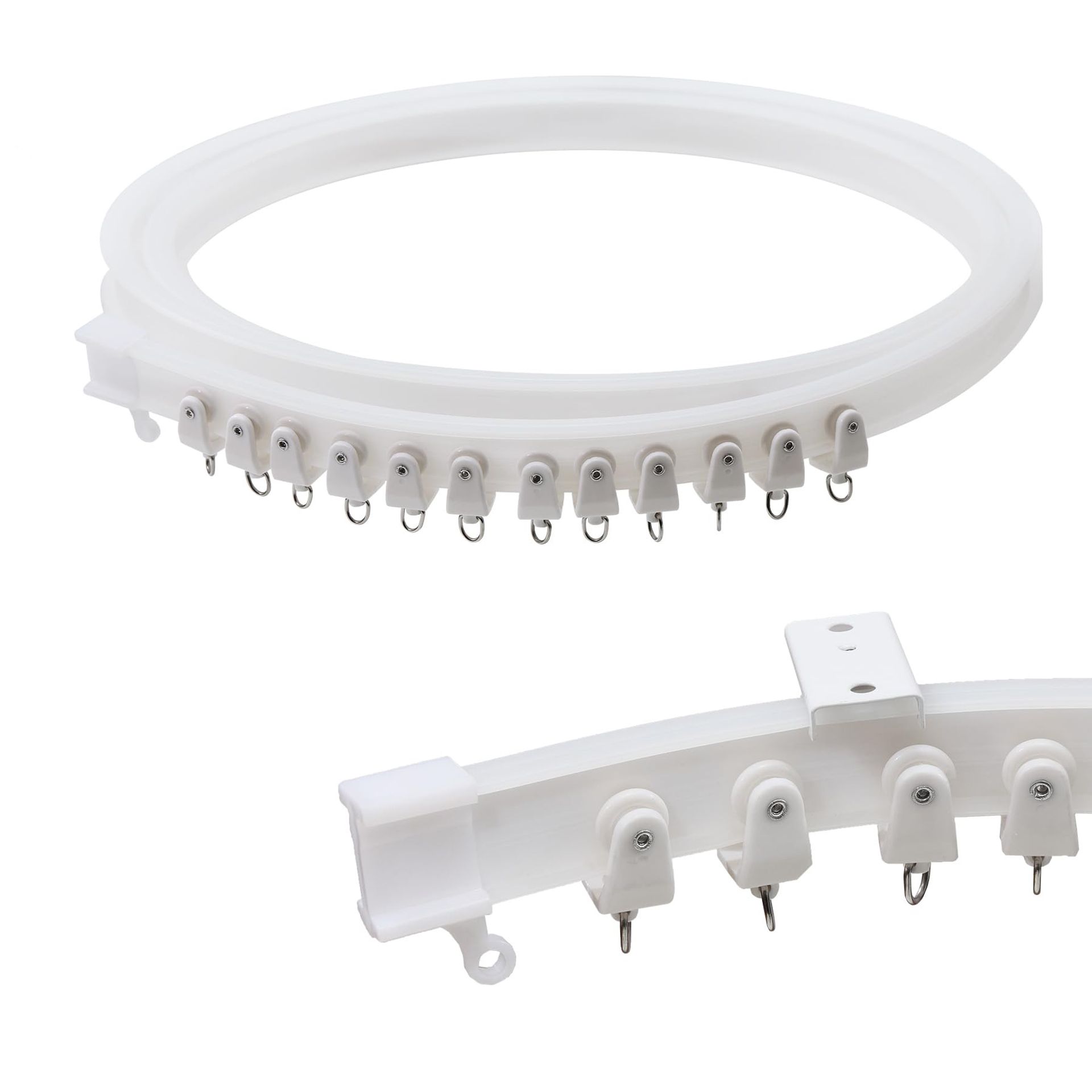 Ceiling Mounted Curtain Track Kit Flexible Room Divider Rail for RV, Bathroom and Hospital - White 6m