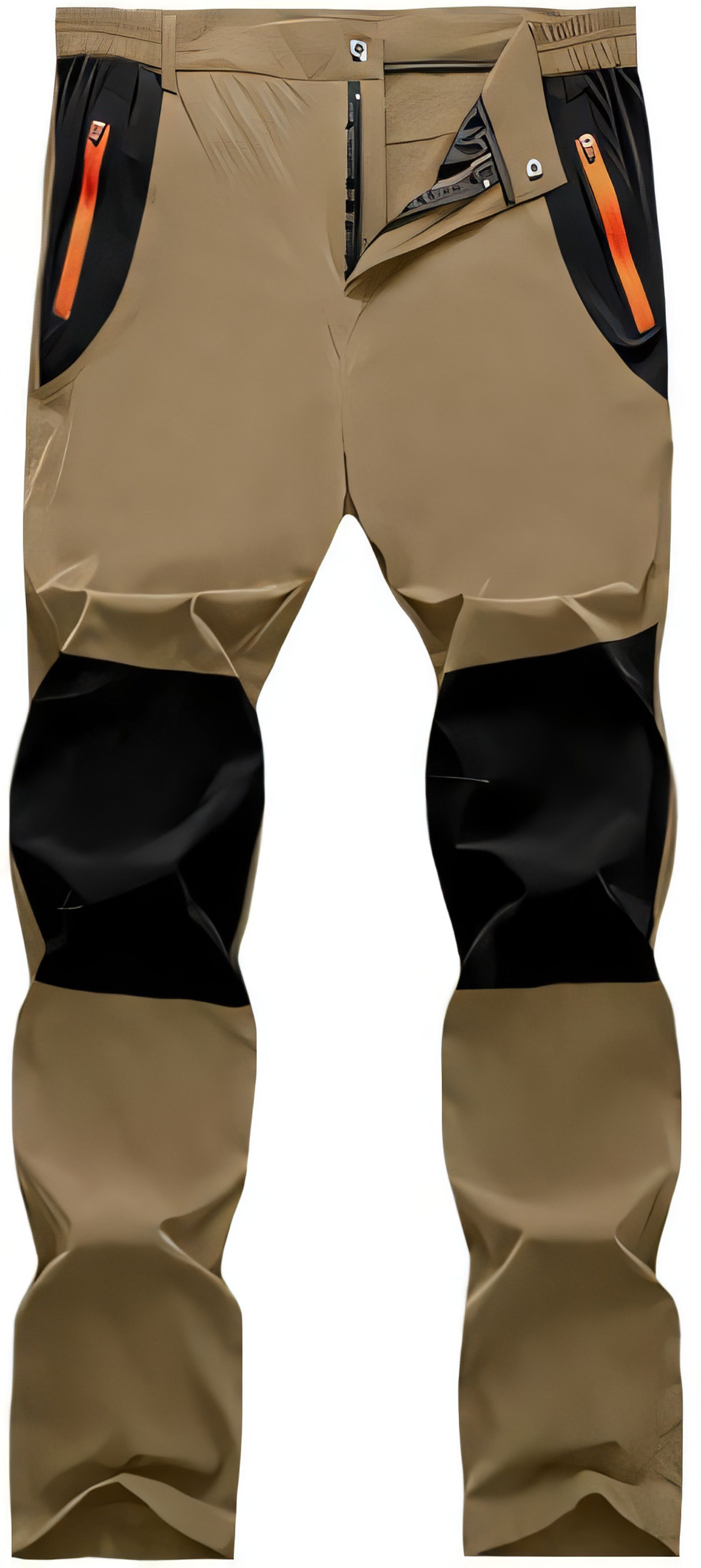 Men's Walking Hiking Trousers Zip-Off Quick Dry Lightweight Waterproof Outdoor Cargo Pants - Khaki XXL