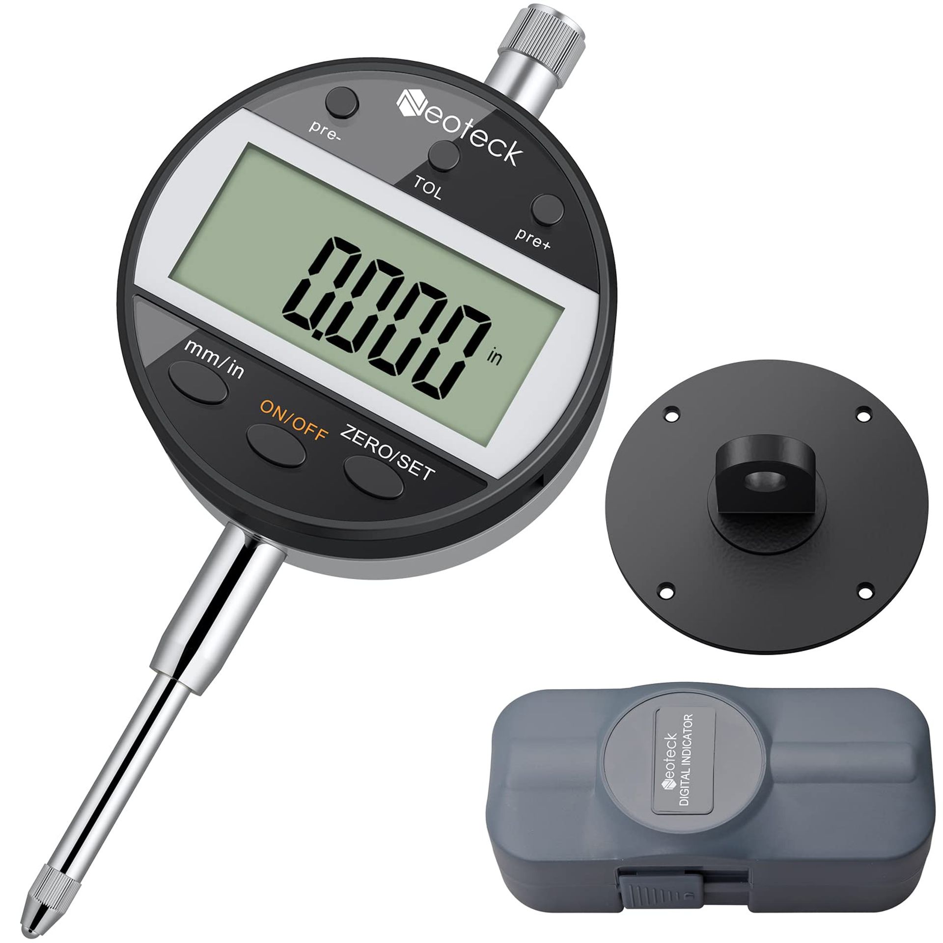 Digital Dial Indicator with Tolerance Function 0–25.4mm Precision Electronic Gauge for Lathe and Workshop - Silver 0.01mm