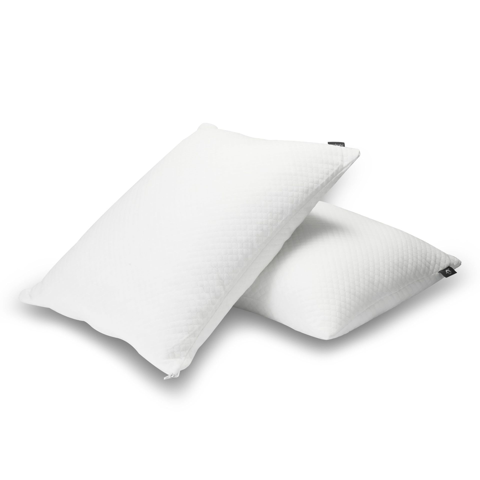 Hybrid Memory Foam Pillow 2 Pack Adjustable Loft Breathable Support - White Standard