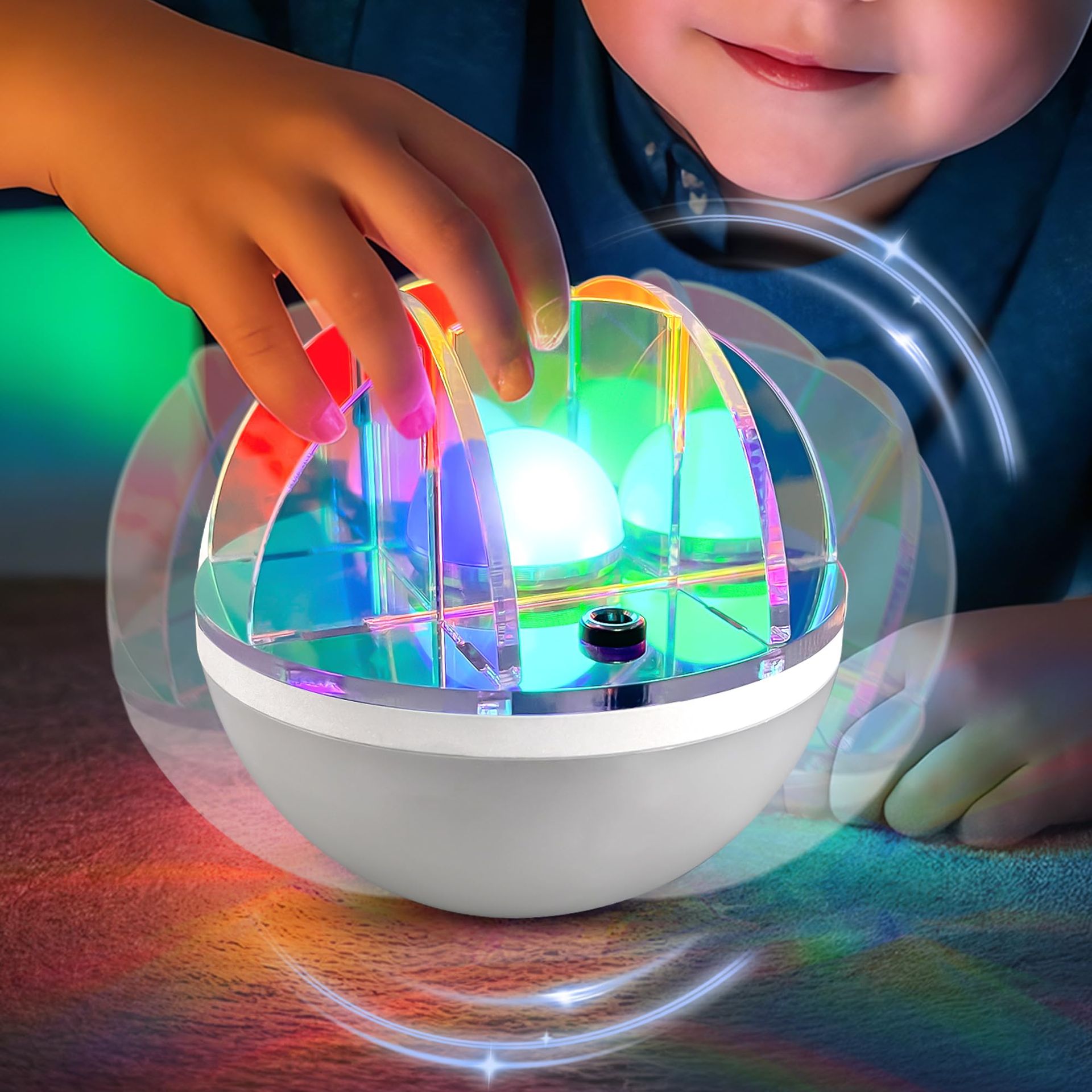 Children's Aurora Night Light 2-in-1 Roly-Poly RGB Mood Lamp with Acrylic Dome - Multicolour Standard