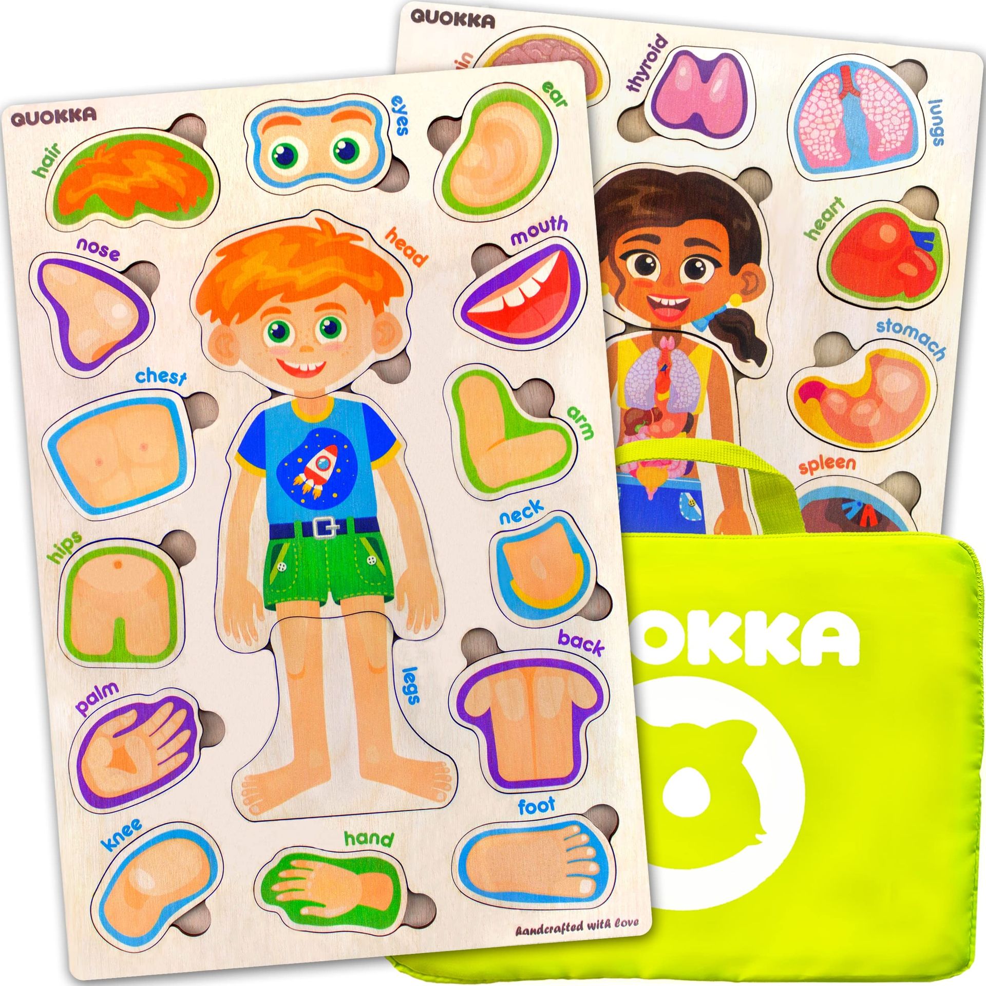 Toddler Wooden Learning Puzzles Educational Montessori Toys Human Body Game for Boys and Girls - Body Parts 10-12 Inches