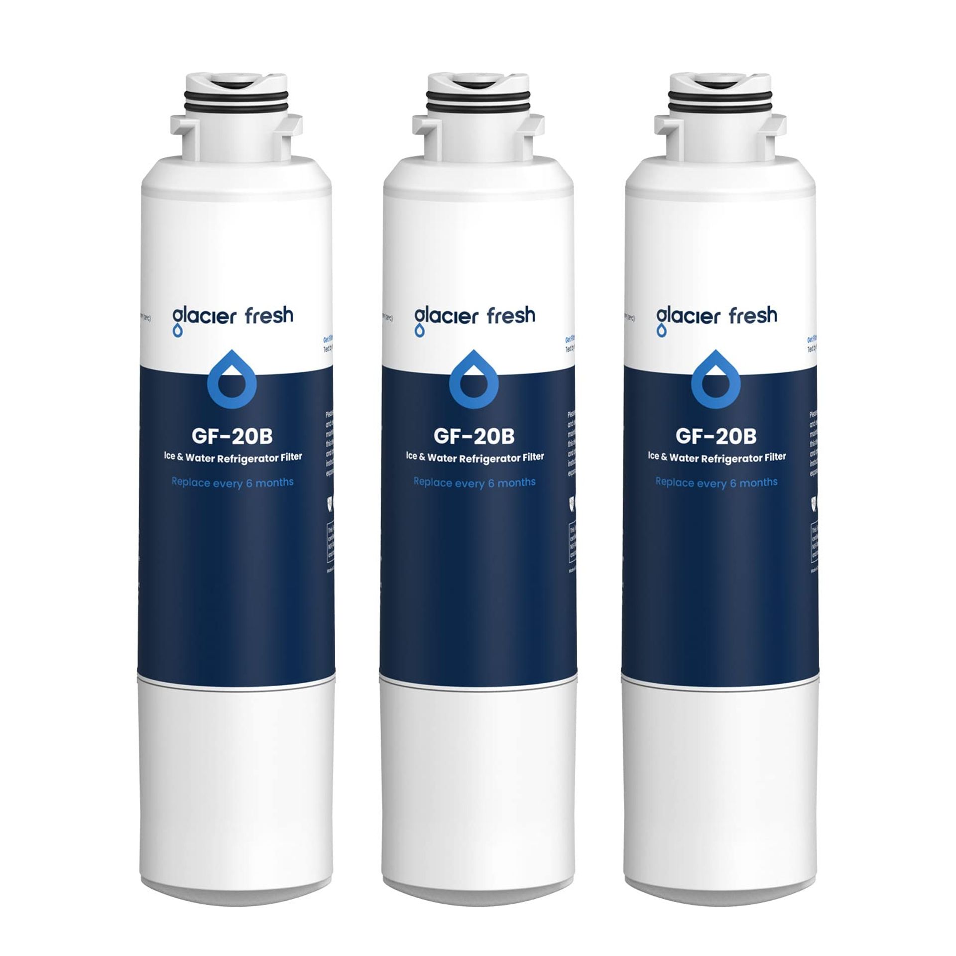 GLACIER FRESH Fridge Water Filter Compatible with Samsung DA29-00020B and Kenmore 46-9101 - White 3 Pack