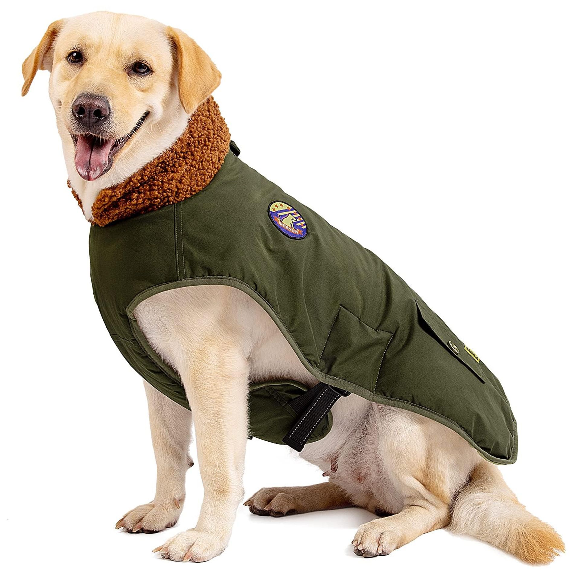 Waterproof Dog Coat Warm Winter Jacket for Medium Dogs Windproof Reflective Design - Green M
