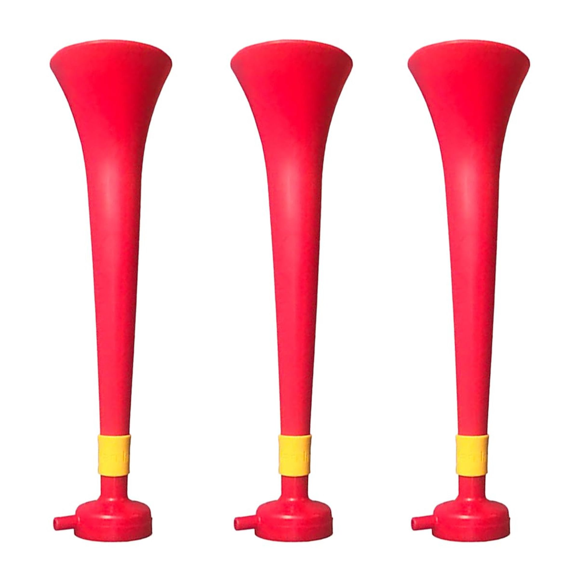 Pack of 3 Plastic Vuvuzelas Loud Cheering Trumpets for Sports Events and Parties 120dB Noise Horns - Spain Standard