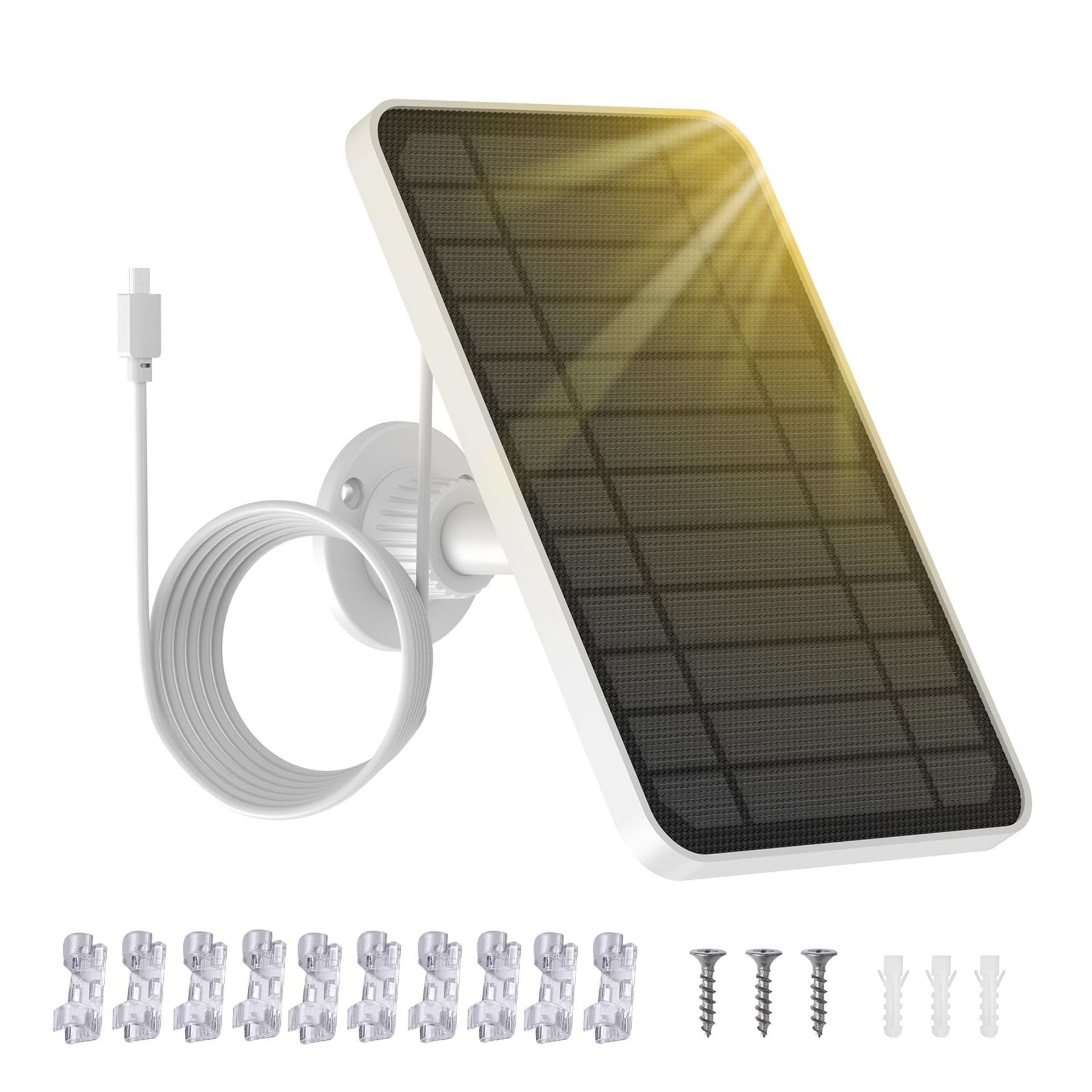 Solar Panel Charger 5V 4W for Eufy Security Cameras with 360° Adjustable Mount & 3m Charging Cable - Black 1 Pack