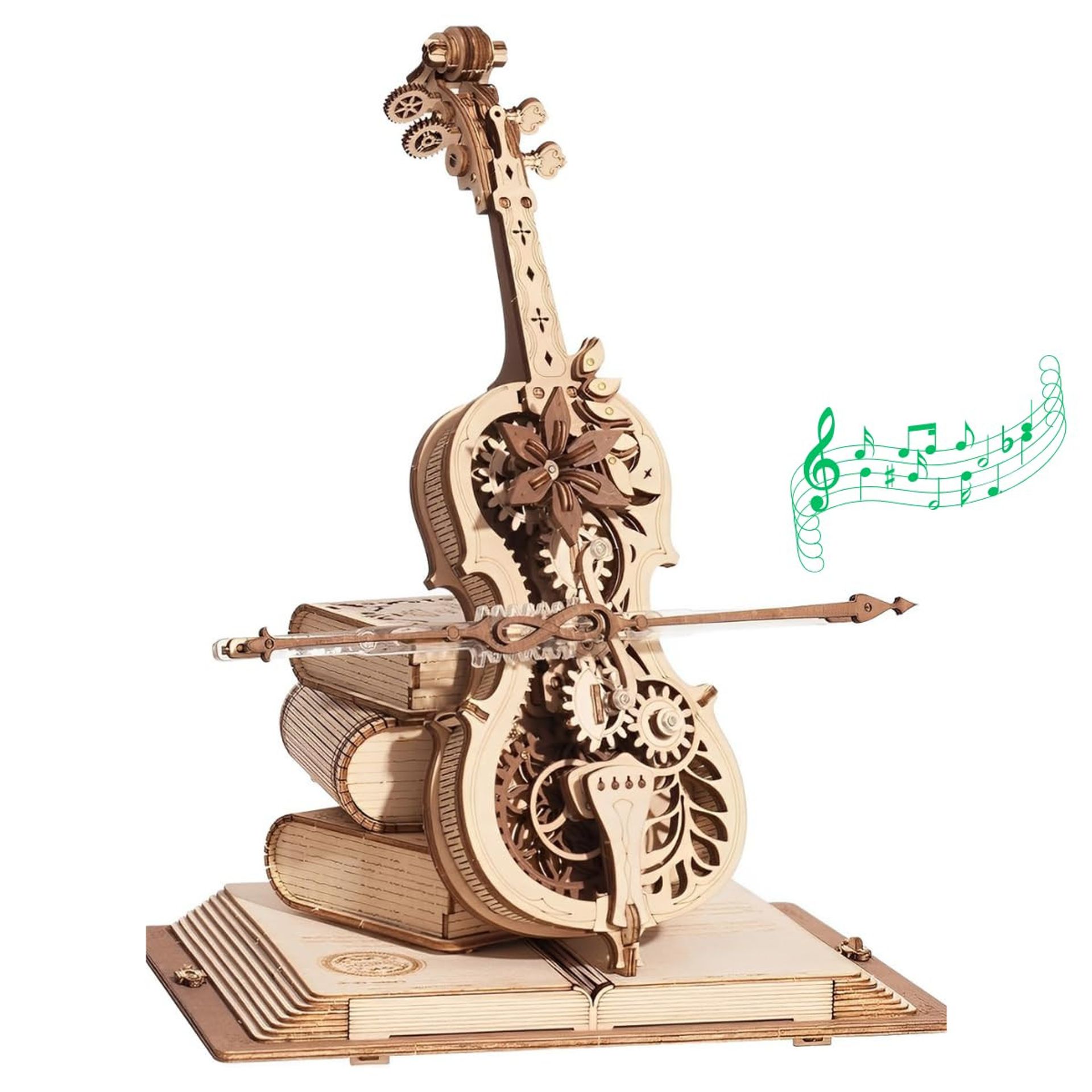 3D Wooden Puzzle Music Cello Model Kit for Adults & Teens DIY Assembly Gift - Brown 199 Pieces