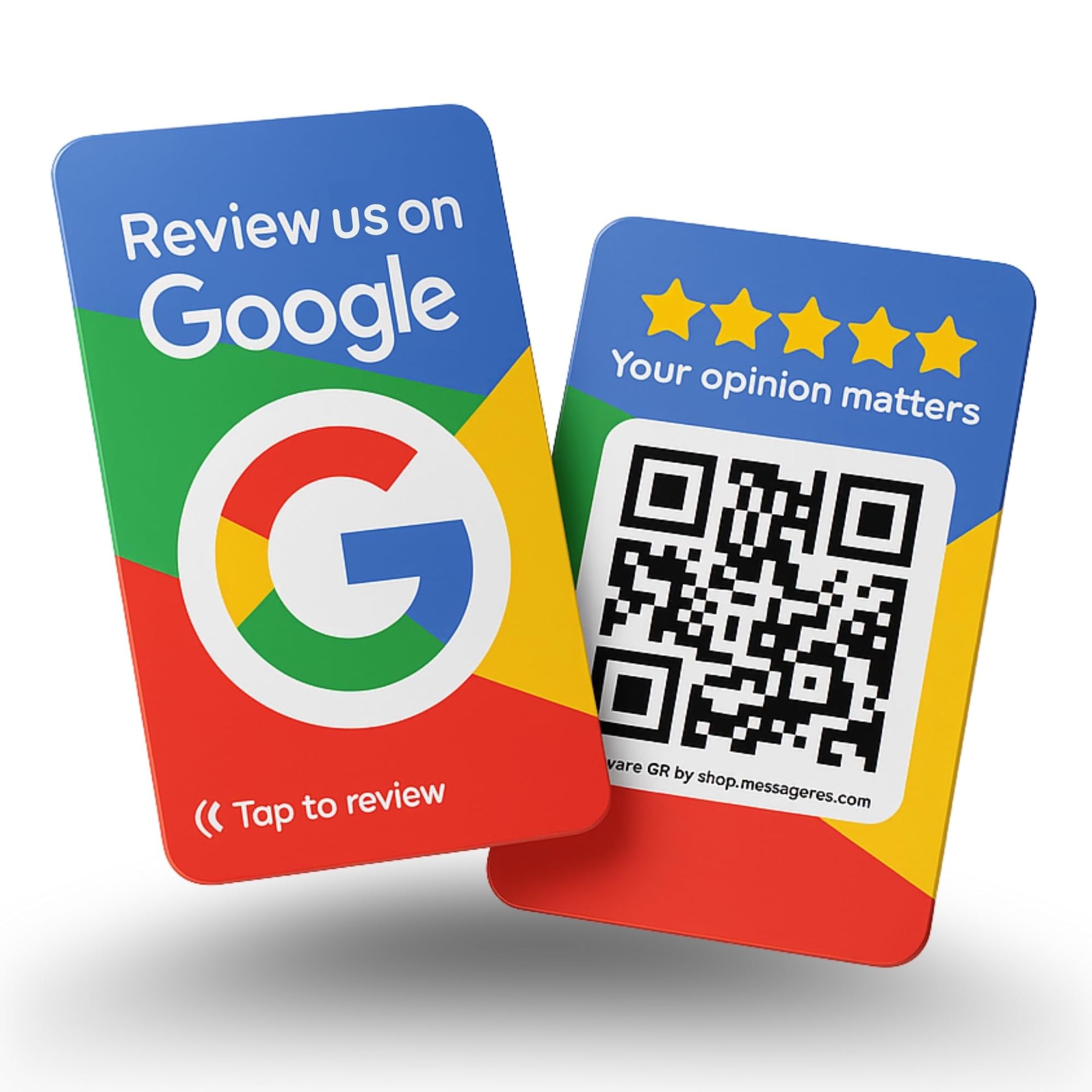 Reusable NFC Tap Review Cards QR Code Business Promotion Pack for iPhone & Android - Multicoloured 4 Cards