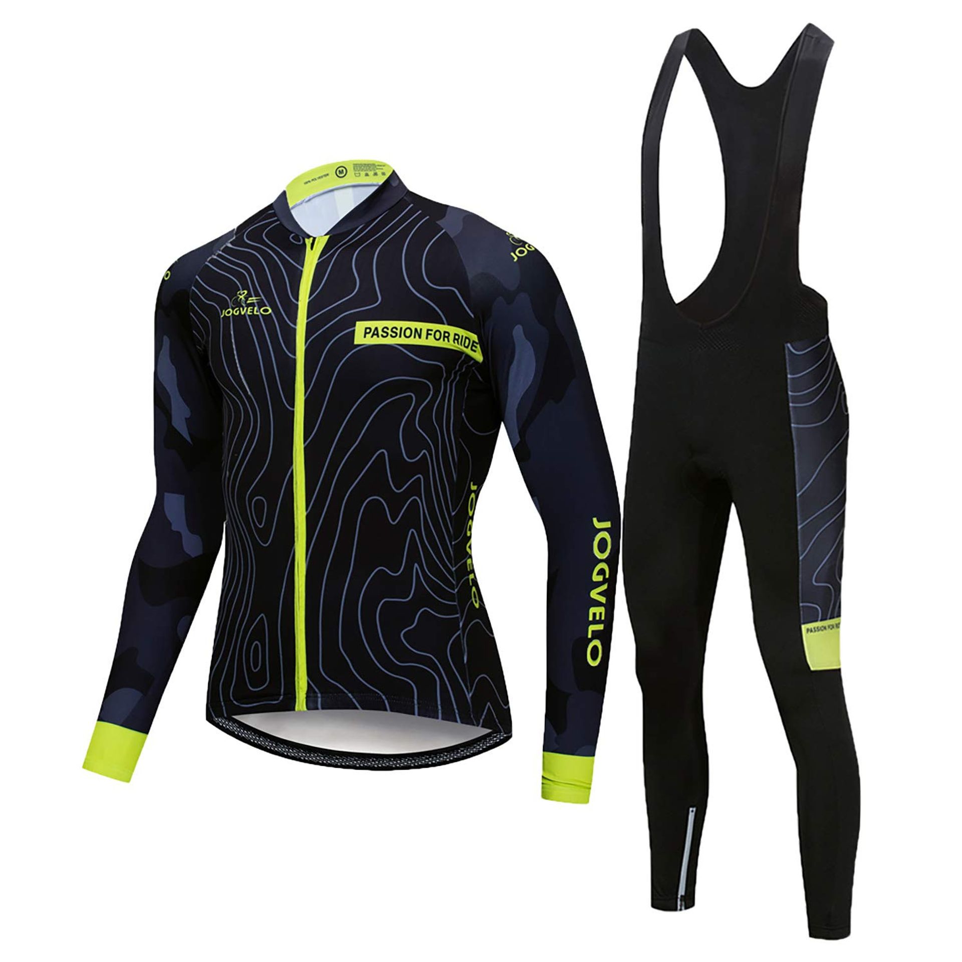 Men's Winter Cycling Jersey Set Thermal Fleece Breathable 3D Gel Padded Reflective - Long Fleece Suit XL