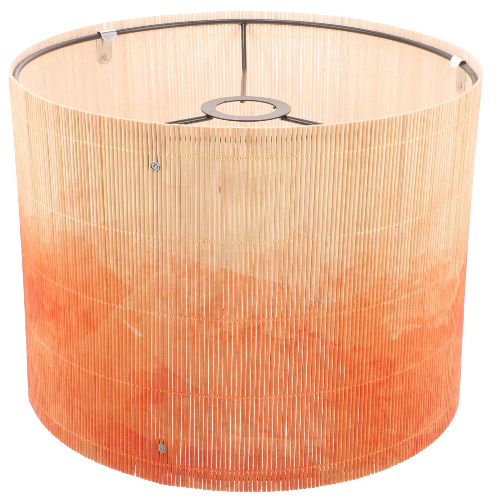 Gradient Bamboo Lamp Shade E27 Drum Pendant Light Cover for Home Décor - Orange 30x30x23cm