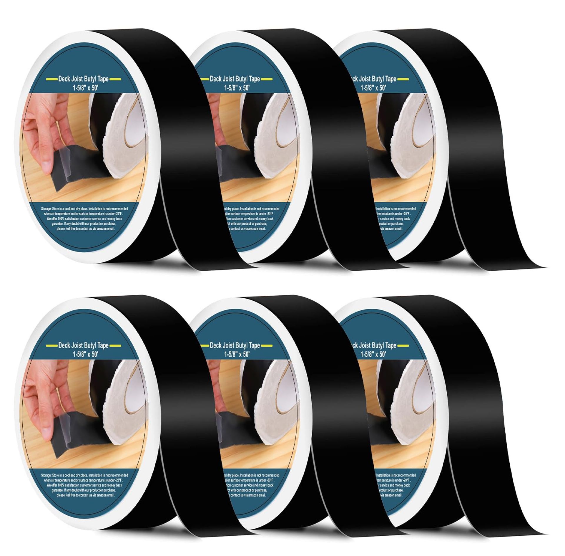 Joist Tape Waterproof Butyl Flashing Tape for Decking Joists Protects Wood & Prevents Rot - Black 6PCS