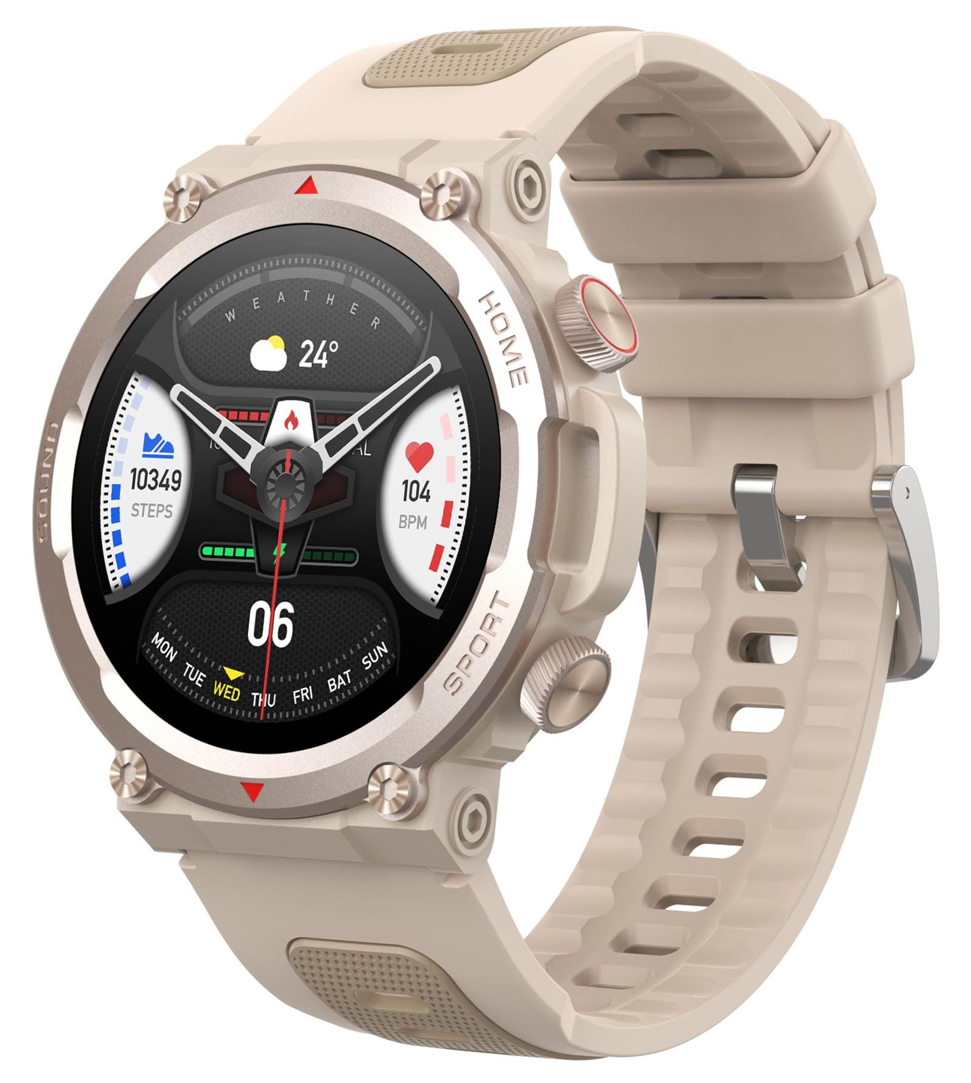 Men's Tactical Smartwatch Bluetooth Calls Heart Rate & Fitness Tracker - Khaki Military Style