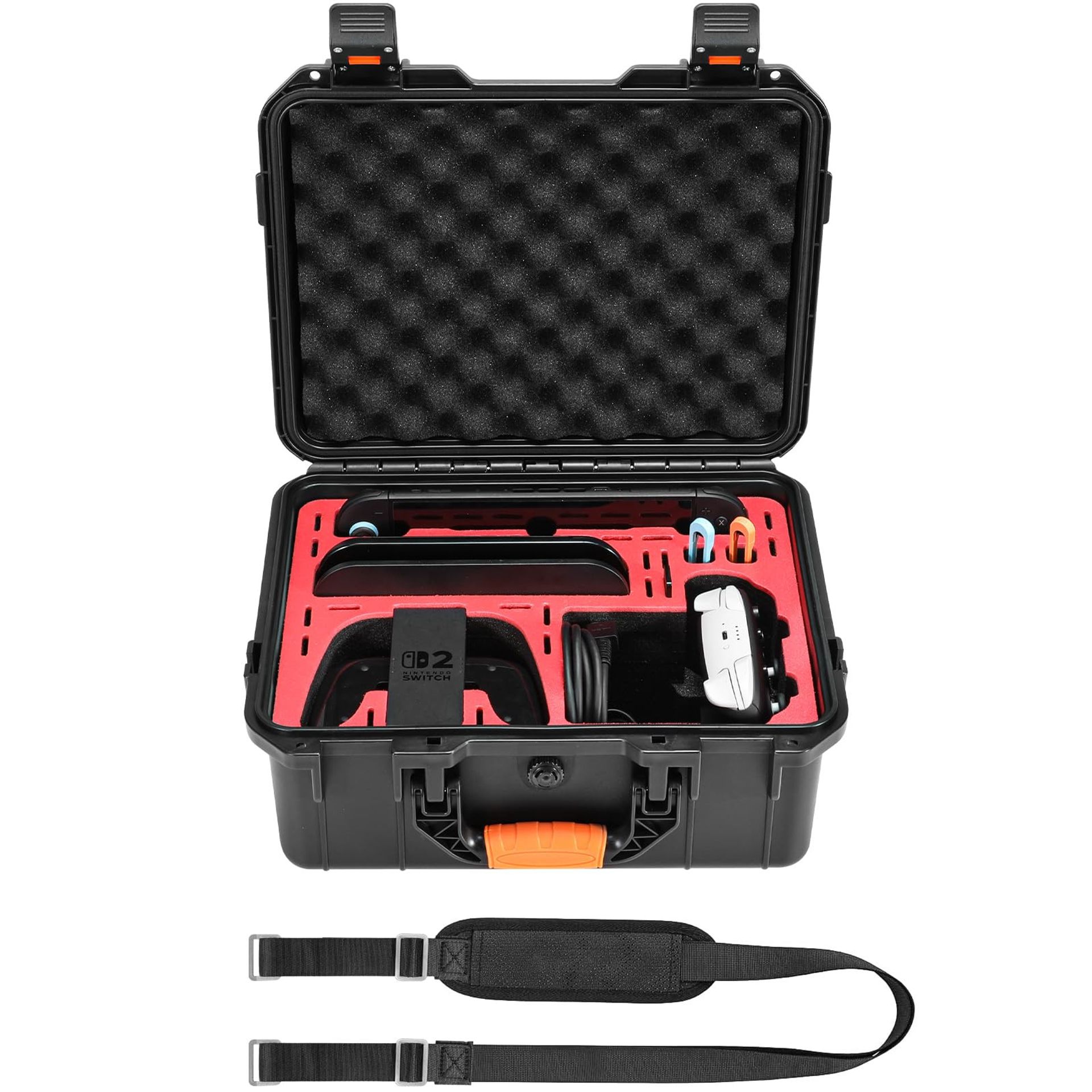 Hard Case for Nintendo Switch 2 Waterproof Travel Carrying Bag Holds Controllers & Game Cards - Black 35.5x28.5x16.5cm