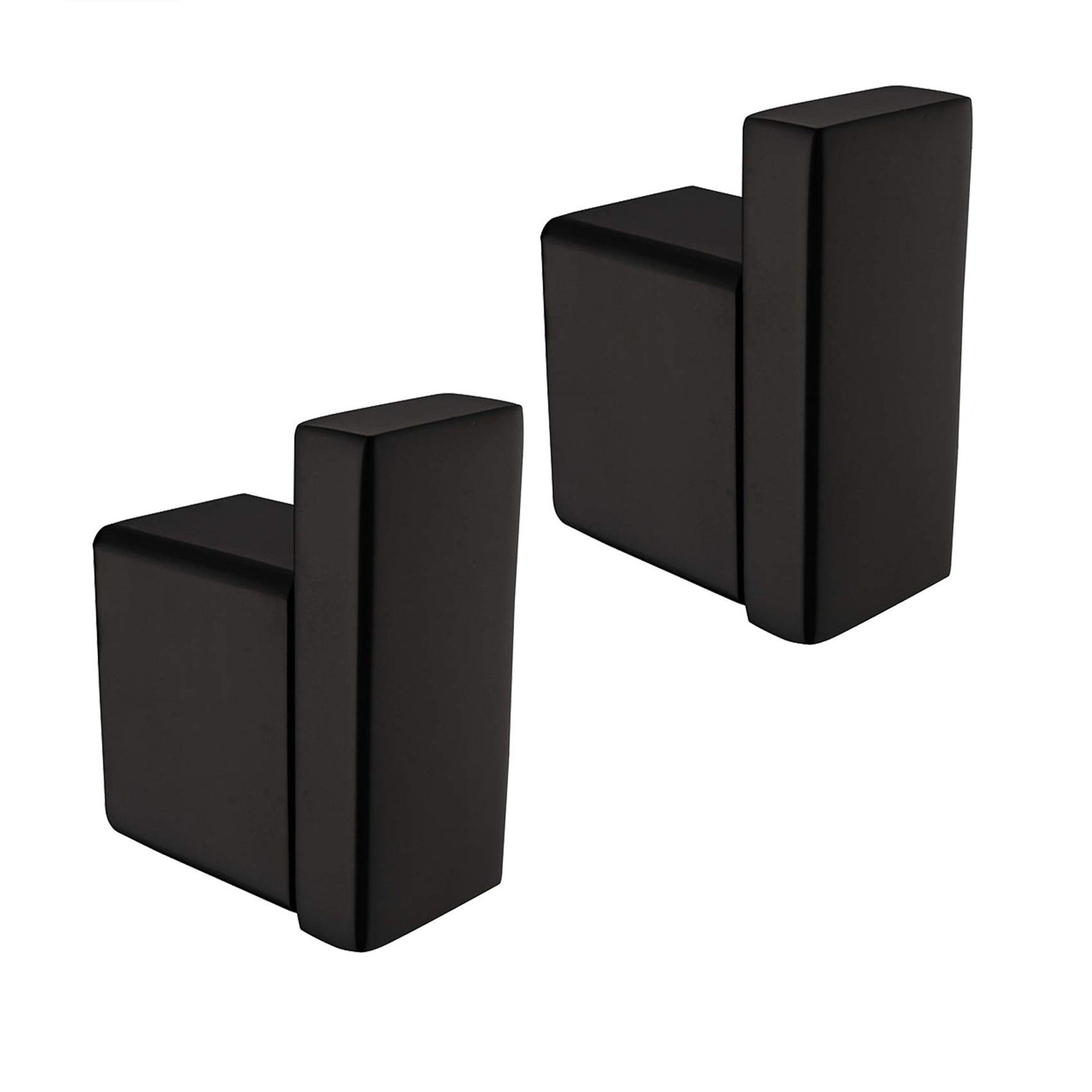 2 Pack Wall Mounted Towel and Robe Hooks Heavy Duty SUS 304 Stainless Steel Bathroom Holders - Black