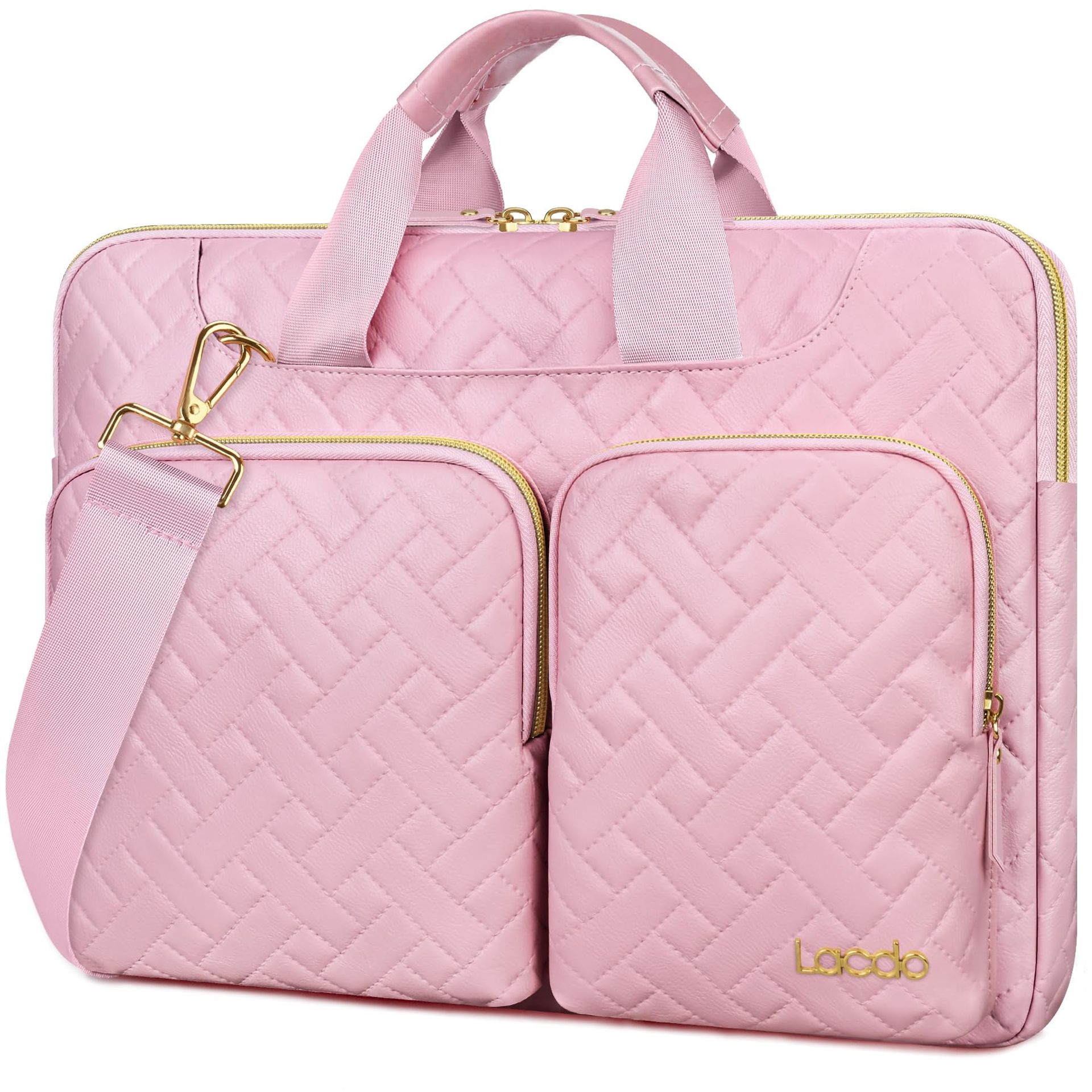 Laptop Shoulder Bag 360° Protective Water-Resistant Case for 14-inch New MacBook Pro M-Series - Sakura Pink 14 Inch - Student Essentials