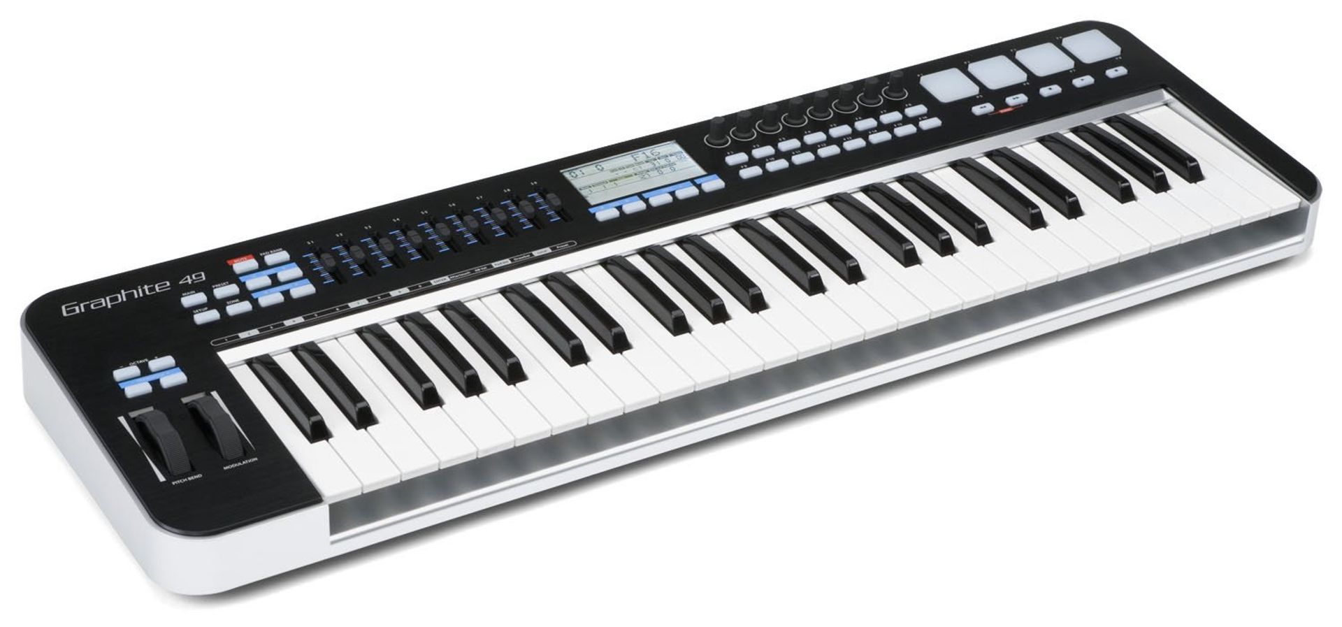 USB MIDI Keyboard Controller 49-Key Semi-Weighted with Pads & Faders - Graphite 49 MIDI Only
