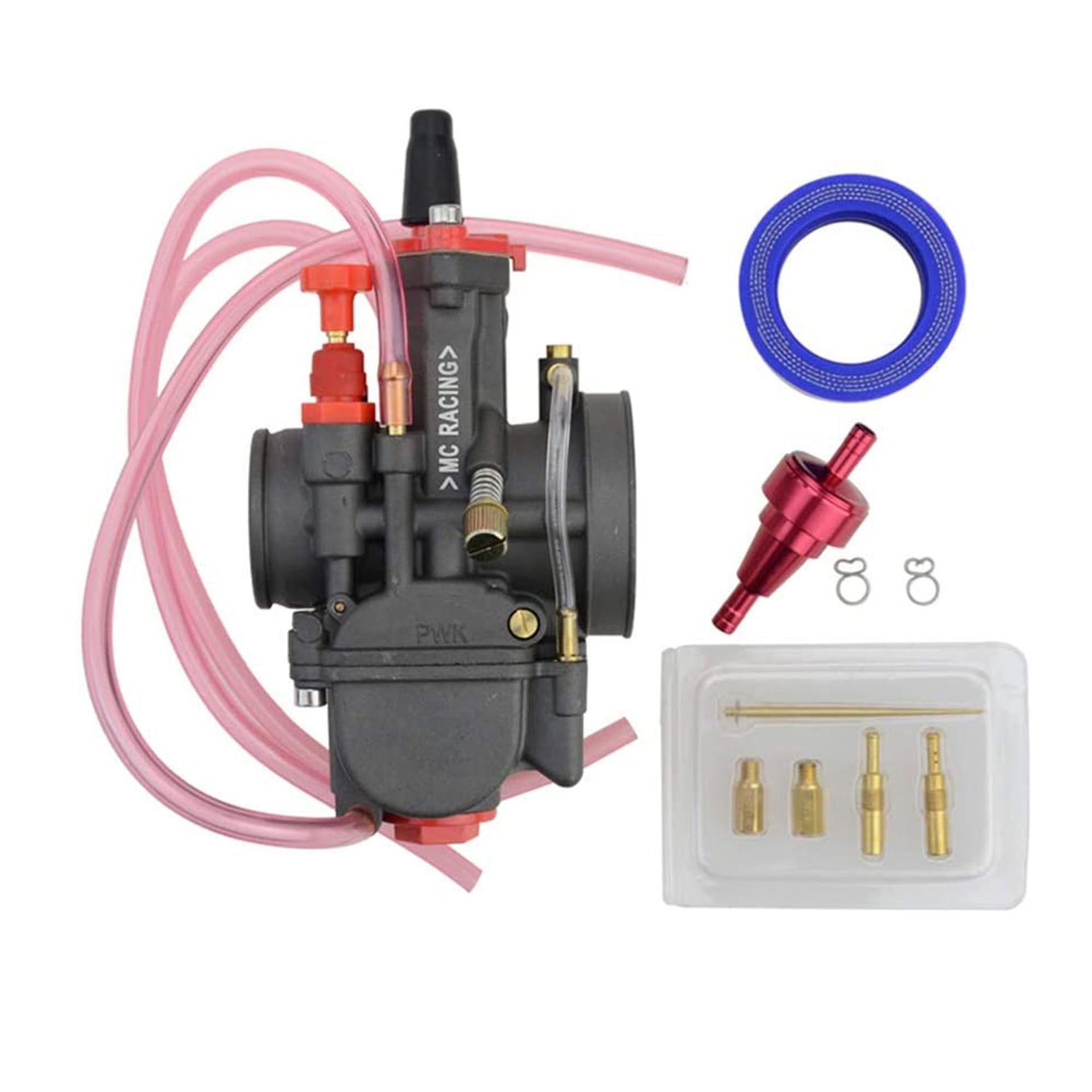 Motorcycle Racing Carburettor 34mm PKW Carb CNC Replacement for Dirt Bike and ATV - Silver 34