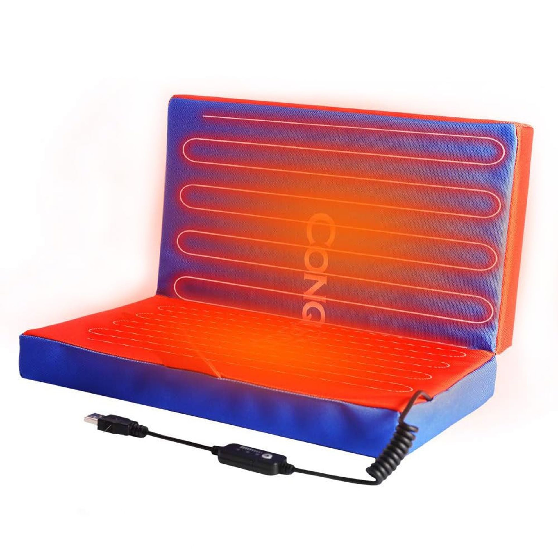 Heated Seat Cushion Electric USB Pad with 3 Heat Settings Foldable for Camping, Outdoor Sports & Travel - Red One Side