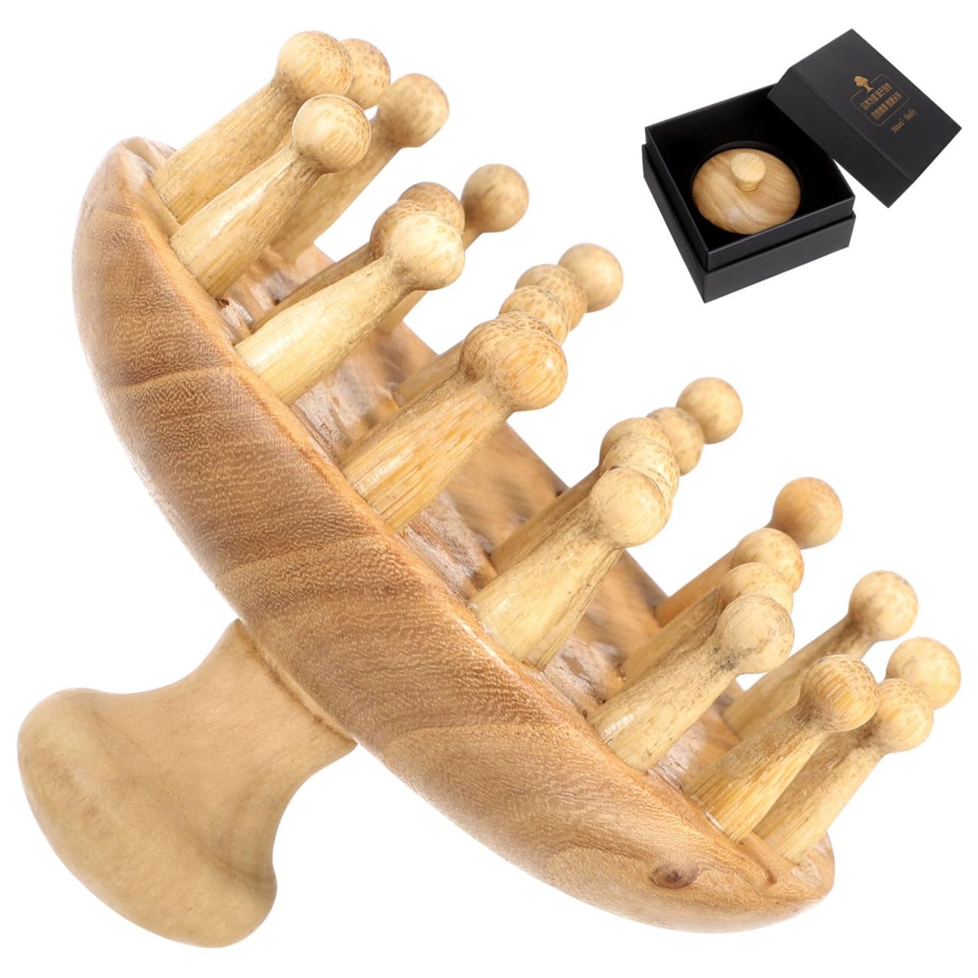 Wooden Scalp Massager Comb Ergonomic Design Promotes Hair Growth & Circulation - Light Yellow 8.00X8.00X6.50CM - Student Essentials