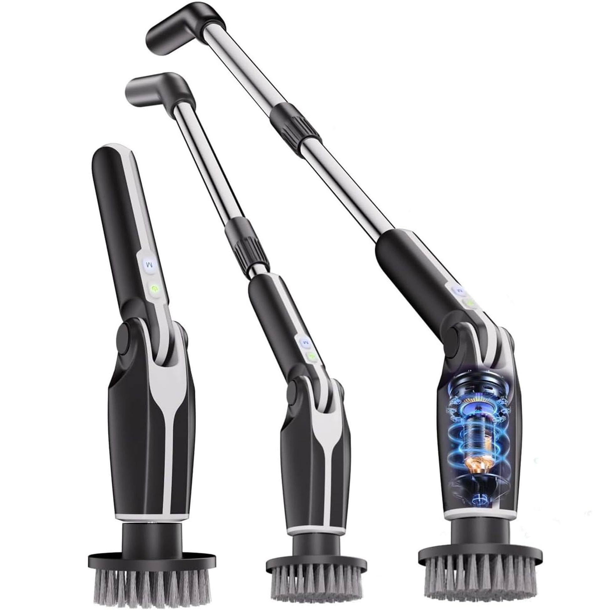 Electric Spin Scrubber Upgraded Dual Speed Remote Control 4 Angles 8 Brush Heads - White