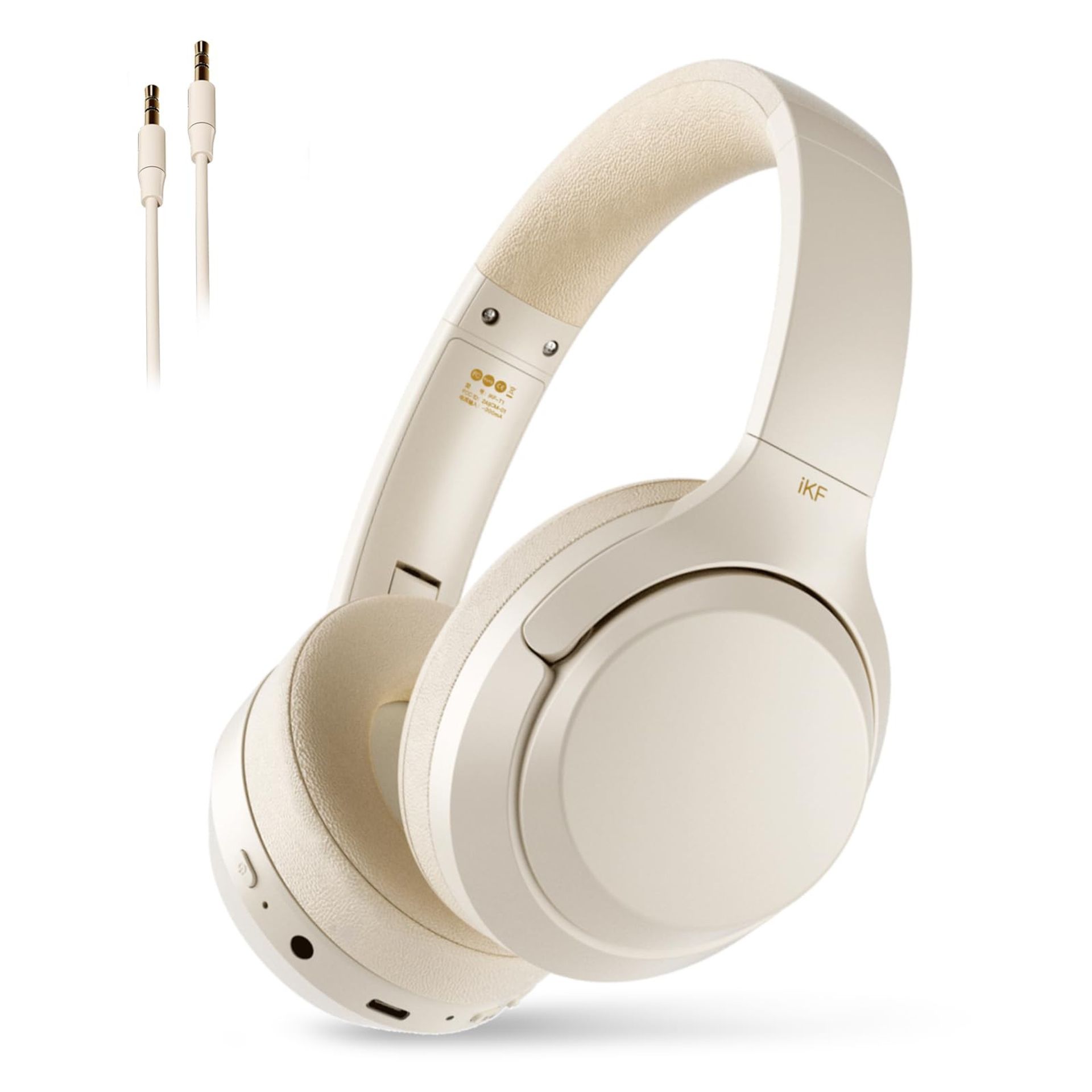 Wireless Over-Ear Bluetooth Headphones Deep Bass ENC Noise Cancelling Mic 50H Playtime Foldable Multipoint - Off White M - Spring Refresh