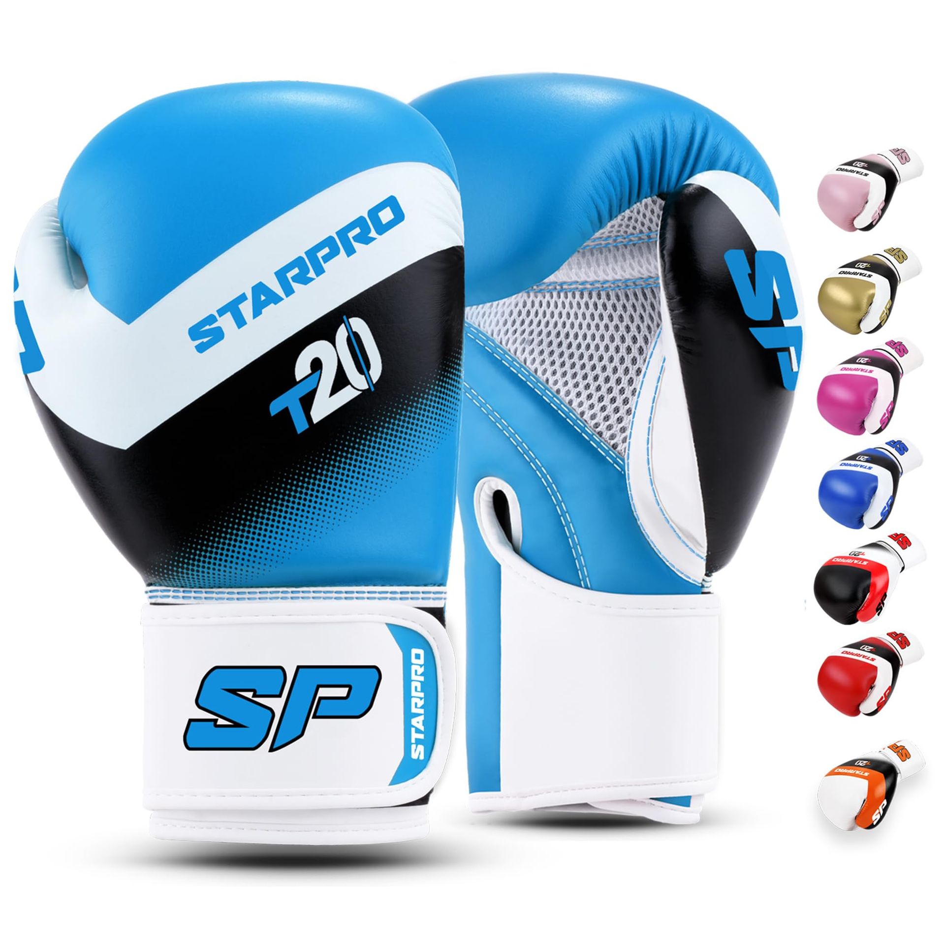 Boxing Gloves for Training and Sparring Breathable Mesh Grip Support - Solar Blue 12oz