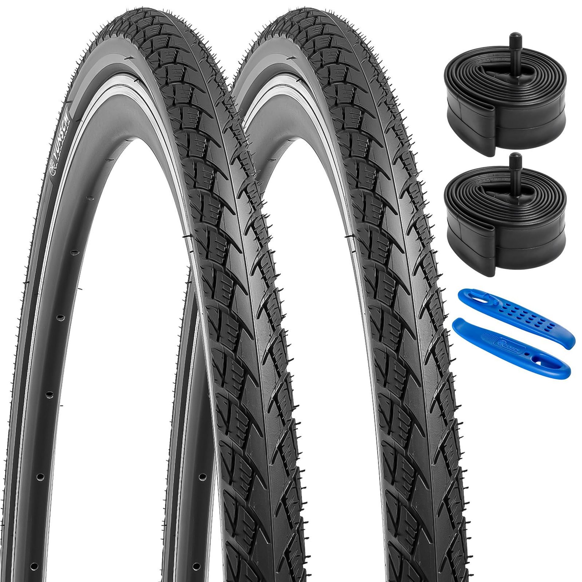 Bike Tyres and Inner Tubes 26-inch 60TPI Puncture Resistant Foldable Nylon 26x1.50 AV32mm Schrader Valve Compatible Set - Black 26x1.50