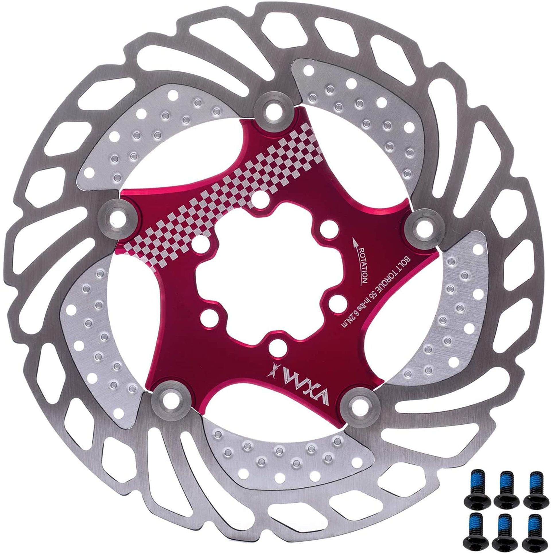 Premium Floating Disc Brake Rotor 7075-T6 Aluminium Core Stainless Steel 6-Bolt 72° Design for MTB/Road/BMX - Red 140mm