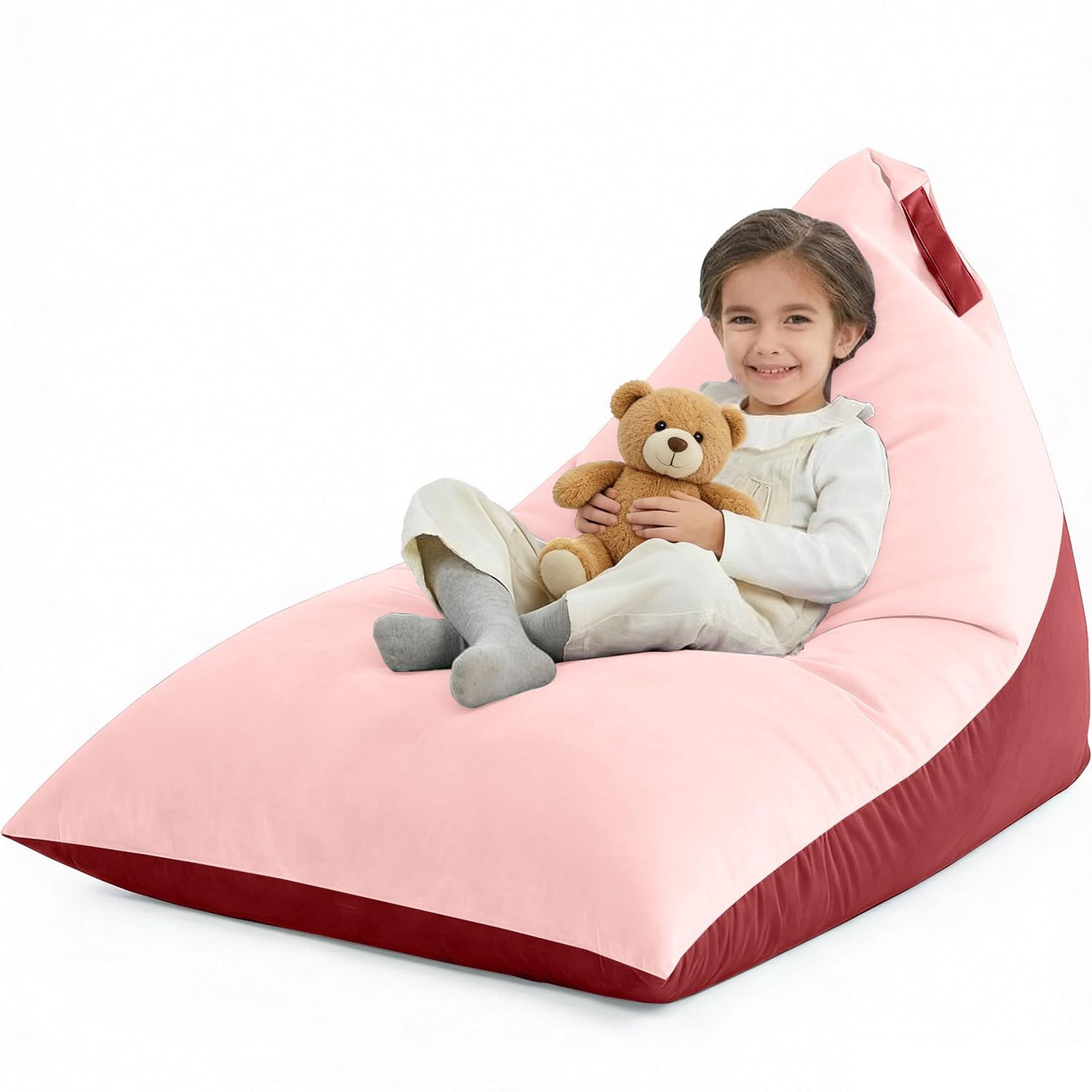 4ft Bean Bag Chair Cover for Adults Extra Large Washable Velvet Sofa Cover (No Filler) - Pink Red X-Large - Spring Refresh