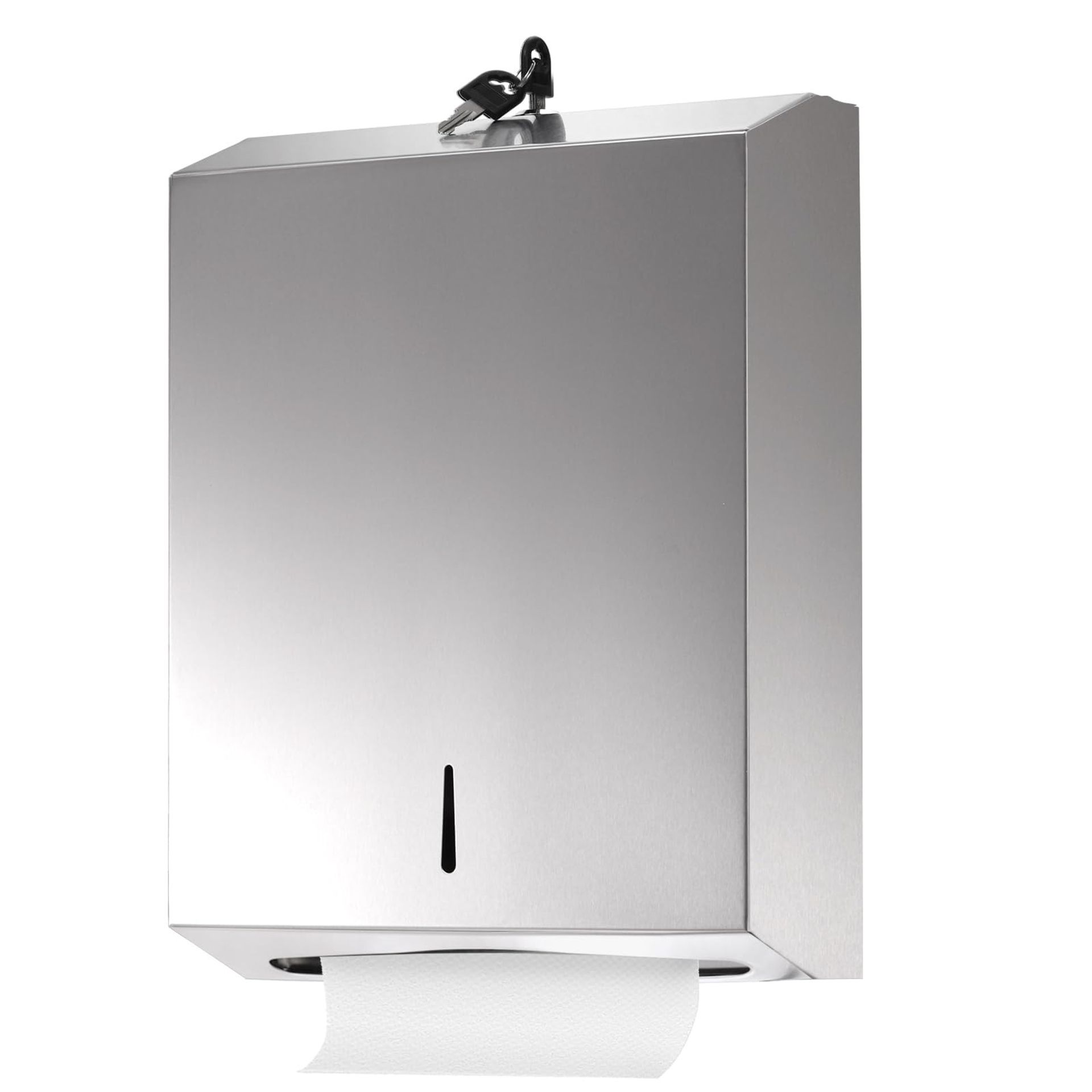 Wall Mounted Paper Towel Dispenser Commercial Stainless Steel Touchless with Lock for C-Fold, Multifold & Trifold Towels - Silver