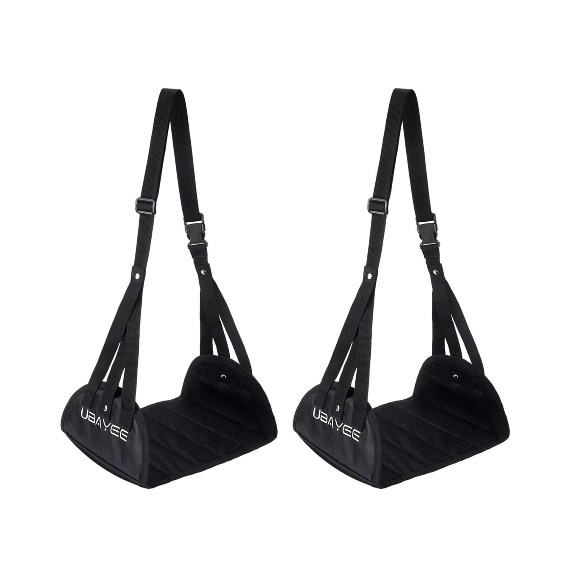 Portable Foot Rest for Airplane Travel Folding Leg Hammock Relieves Swelling & Fatigue - Black Small