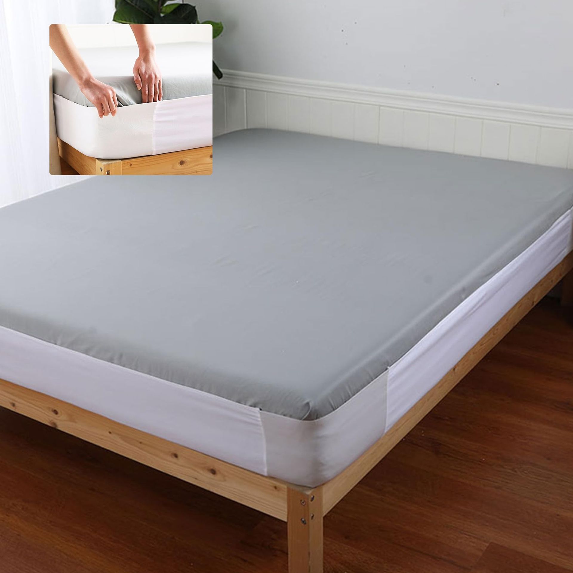 Fitted Bed Sheet Straps Elastic Fasteners Keep Sheets Secure on Mattress - White Twin