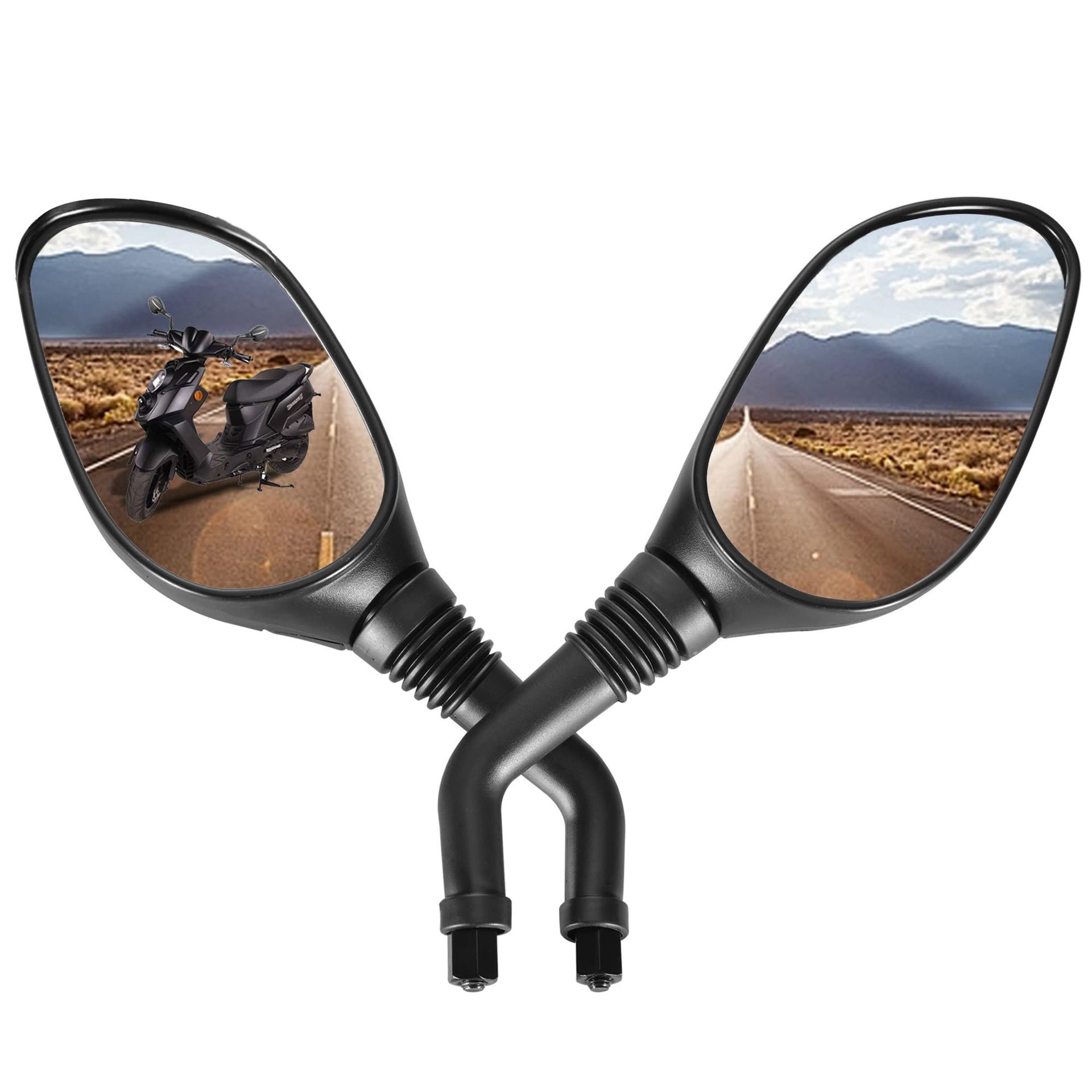 Rear View Mirror Pair Replacement for GY6 50cc–250cc Scooters and Motorcycles - Black 135x80mm