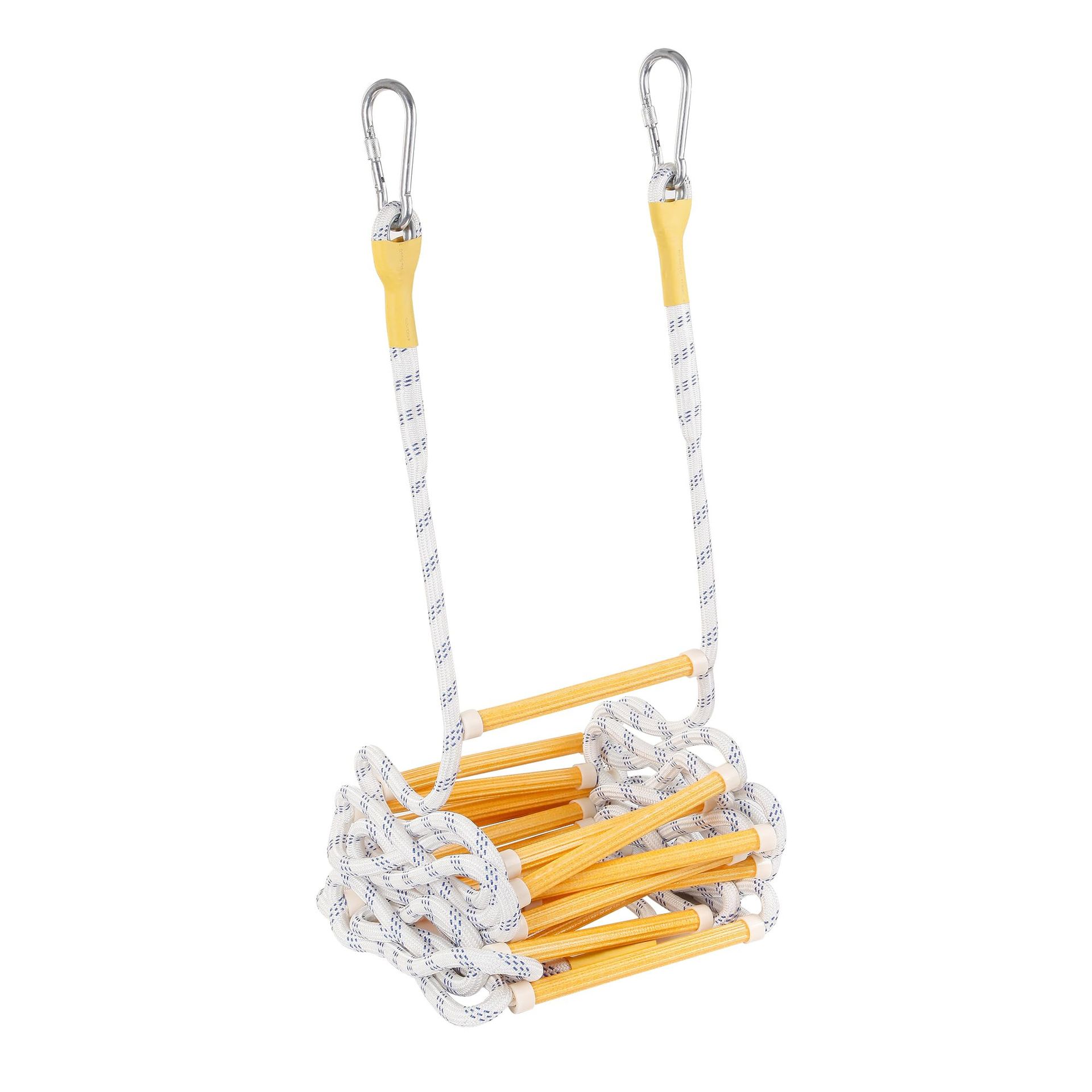 Fire Escape Ladder Emergency Safety Rope Ladder for 2-3 Storey Homes Portable Reusable with Carabiner - Orange 5M