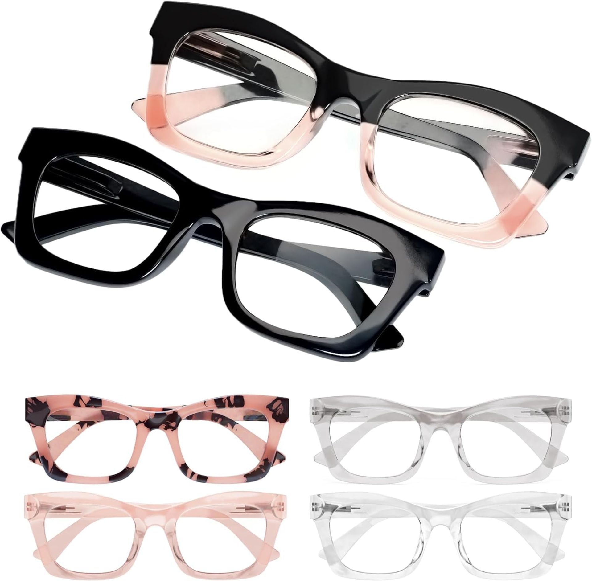 Women's Reading Glasses Lightweight Blue Light Blocking UV400 Readers Spring Hinge - A1 Mix 6 Pack