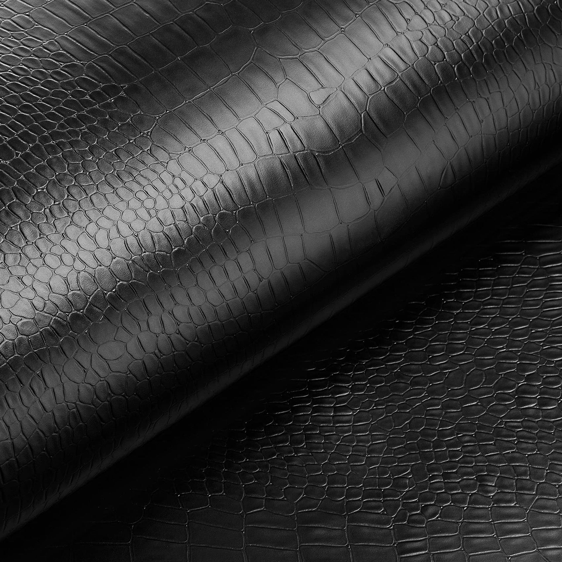 Faux Leather Peel and Stick Wallpaper Self Adhesive Covering for Furniture Walls Litchi Grain Texture - Black 40 x 500 cm