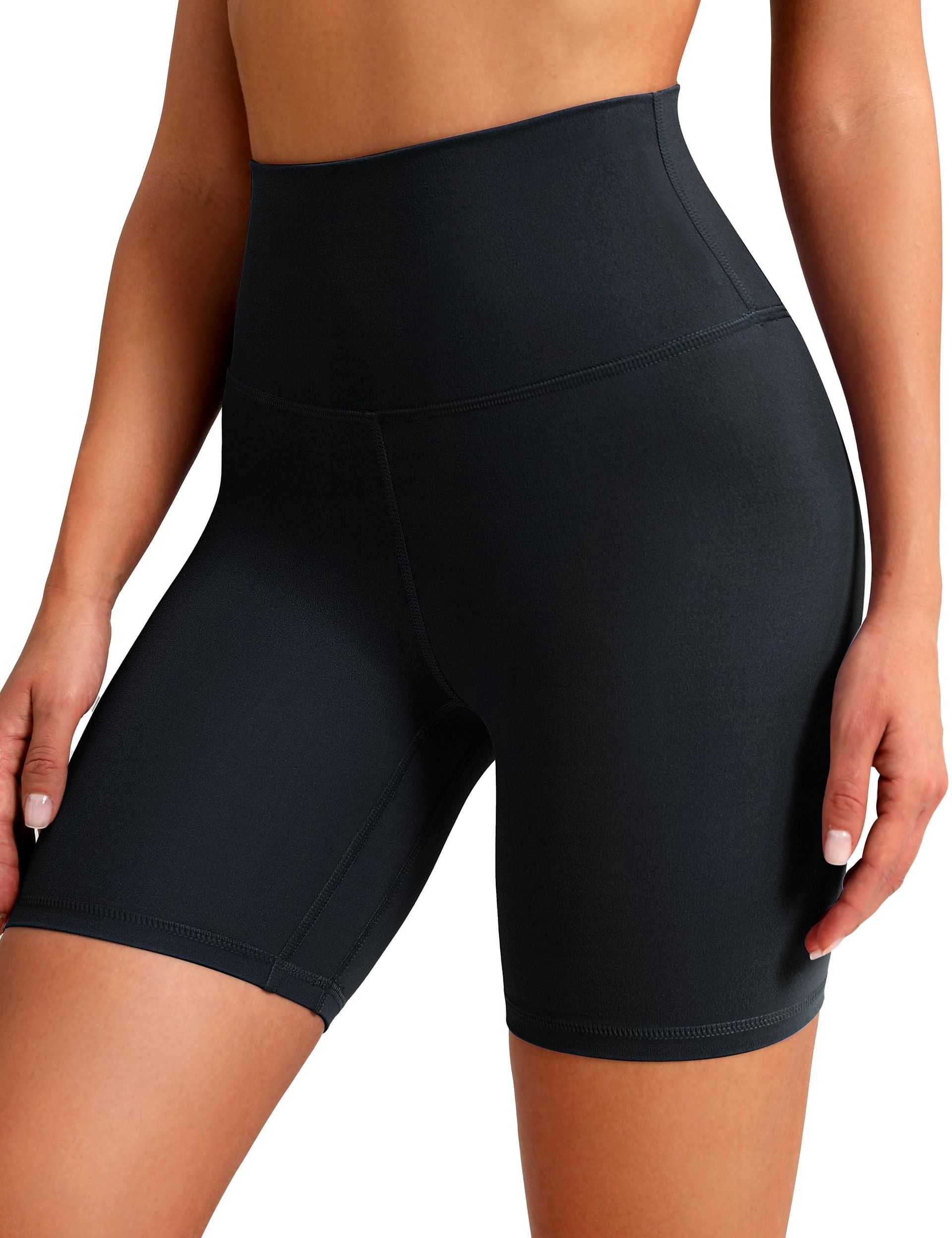 Women's High Waisted Yoga Shorts 6" Buttery Soft Cycling Gym Shorts - Black XL
