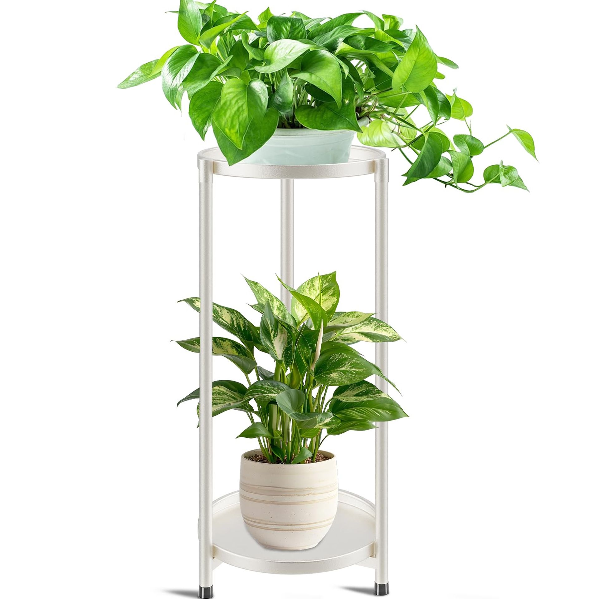 Tall Indoor & Outdoor Metal Plant Stand 3-Tier Display Rack for 8 Pots Garden Balcony Patio Décor - White 8 Pots