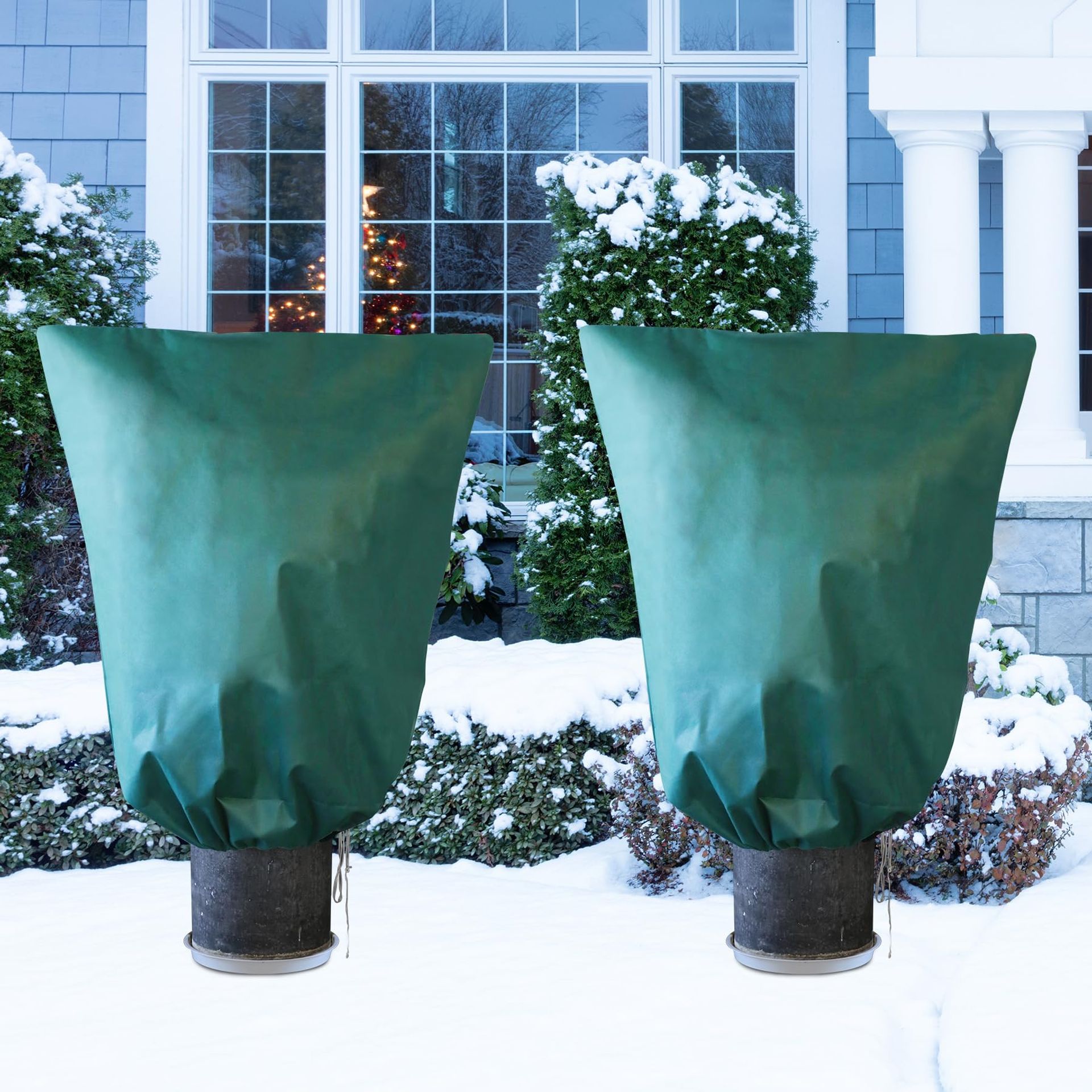 Garden Fleece Plant Frost Protection Covers 70GSM with Zip 2 Pack - Green 120x180cm