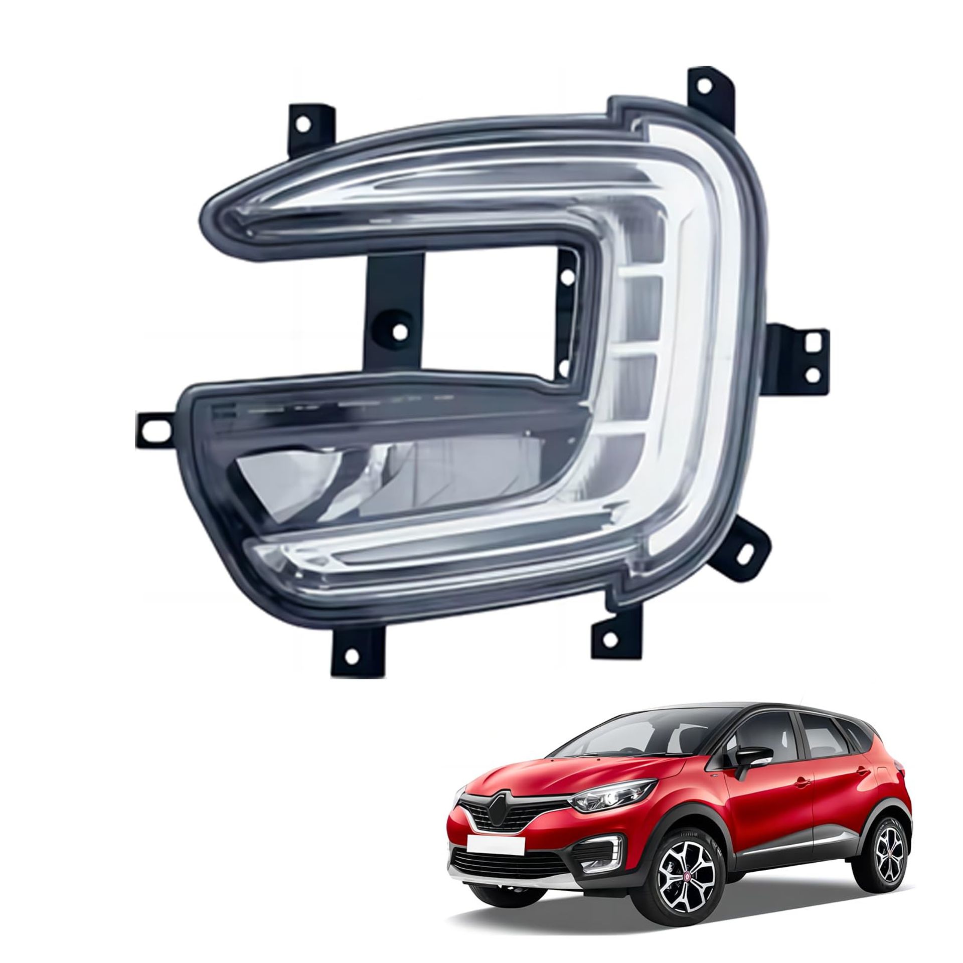 LED Left Fog Light Electroplated Replacement Suitable for Renault Captur XF921-003 - Chrome Left