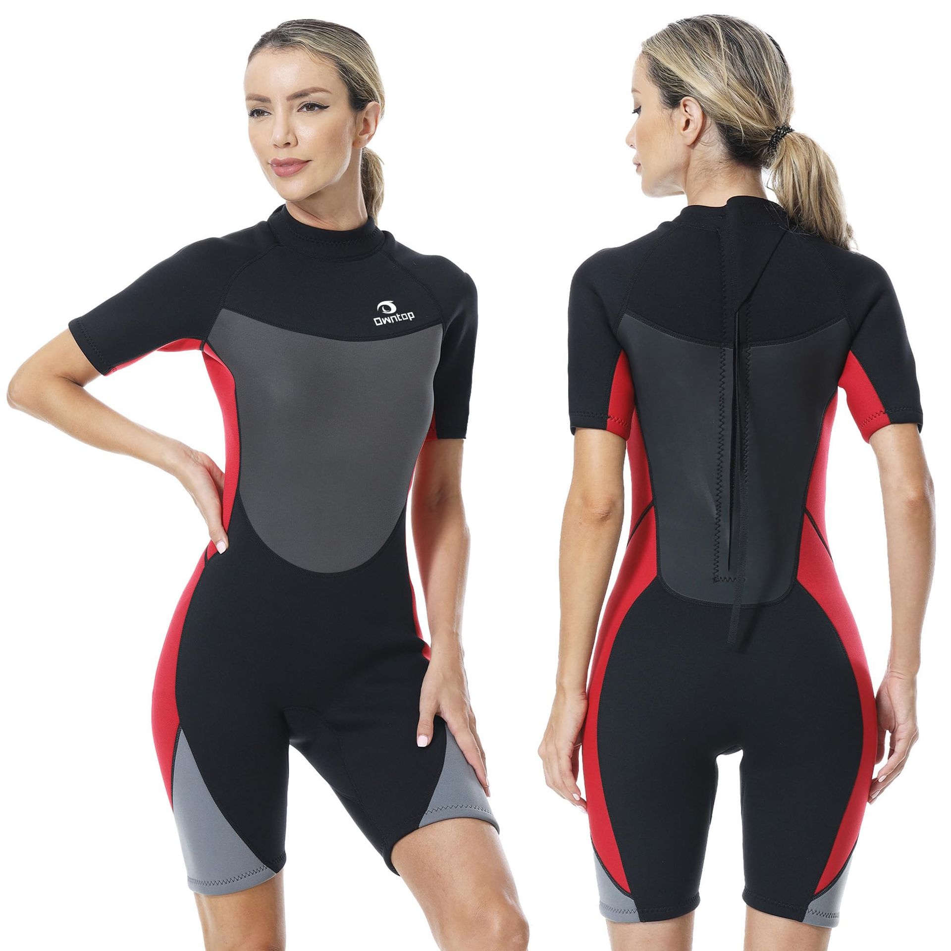 Women's Shorty Wetsuit 3mm Neoprene for Diving, Surfing & Kayaking - Red XL