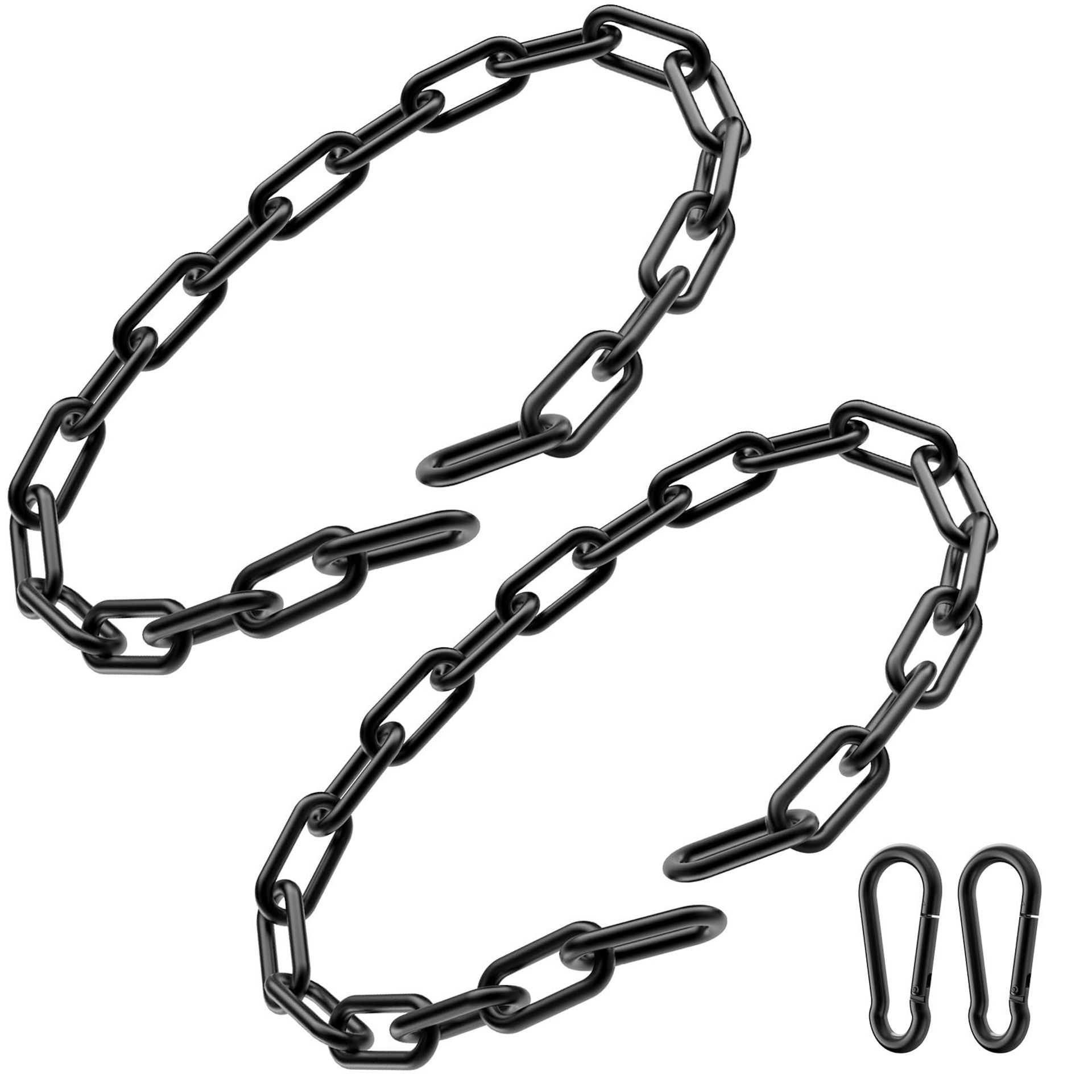 Gate Chain Lock 304 Stainless Steel Fence Latch with Carabiner for Outdoor Gates, Yards, Stalls and Pet Enclosures - Black Dia 4mm 2pcs