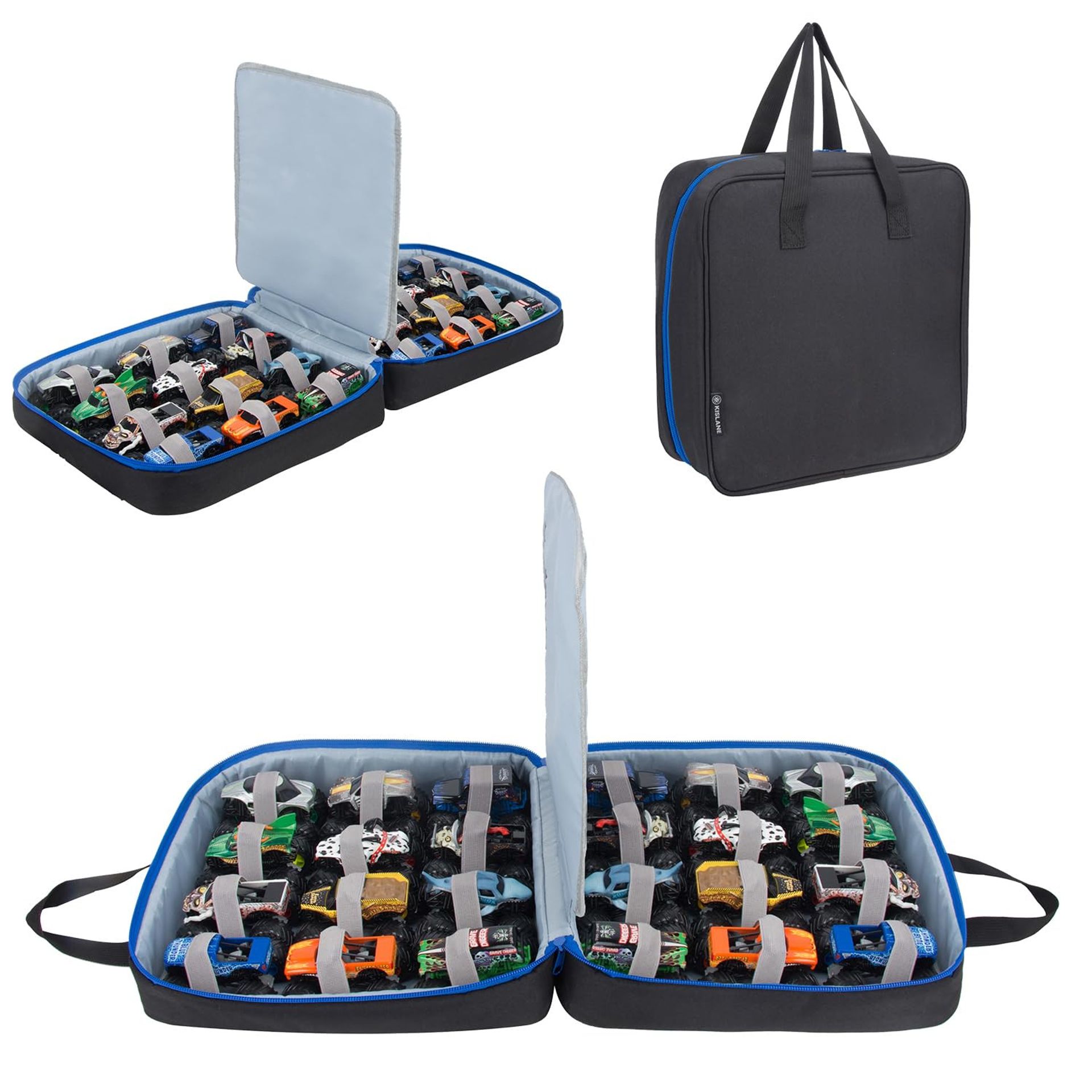 Carrying Case for 24 Monster Jam Trucks Toy Storage Compatible with 1:64 Scale Monster Jam Trucks - Black 11.8'' x 11.2'' x 4.9''