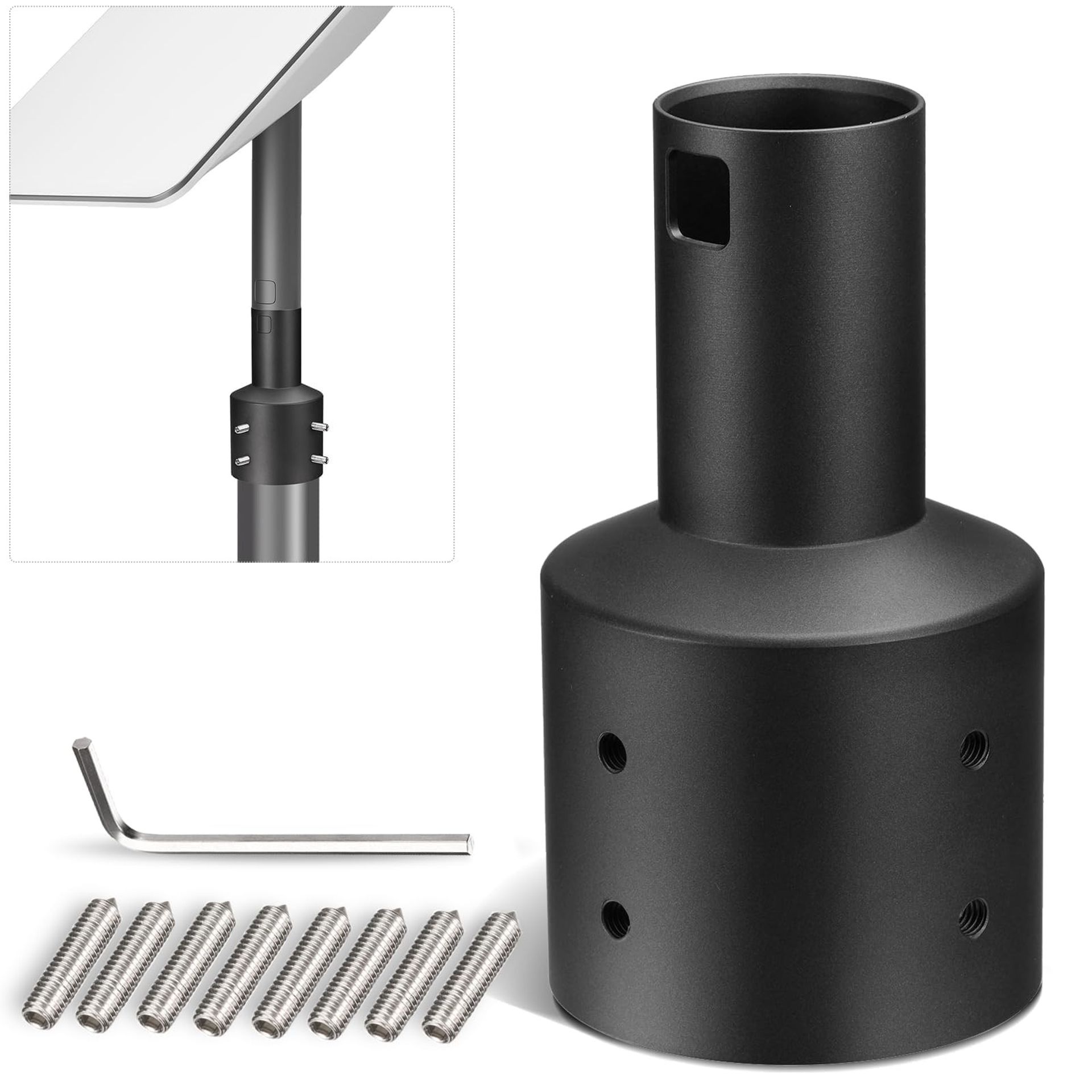 Sleeve Adapter Mast Pole Mount Kit for Gen2 V2 Satellite Antenna Secure Aluminium Alloy Mounting Sleeve - Black Fit for Pipe≤6.15cm/2.4inch