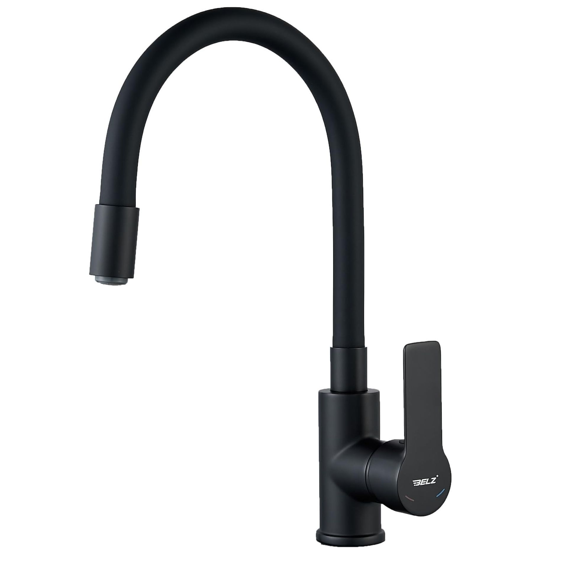 Flexible Kitchen Sink Mixer Tap Single Lever with 360° Swivel Hose, Water-Saving Aerator & Leak-Resistant Design - Black and Chrome CL003