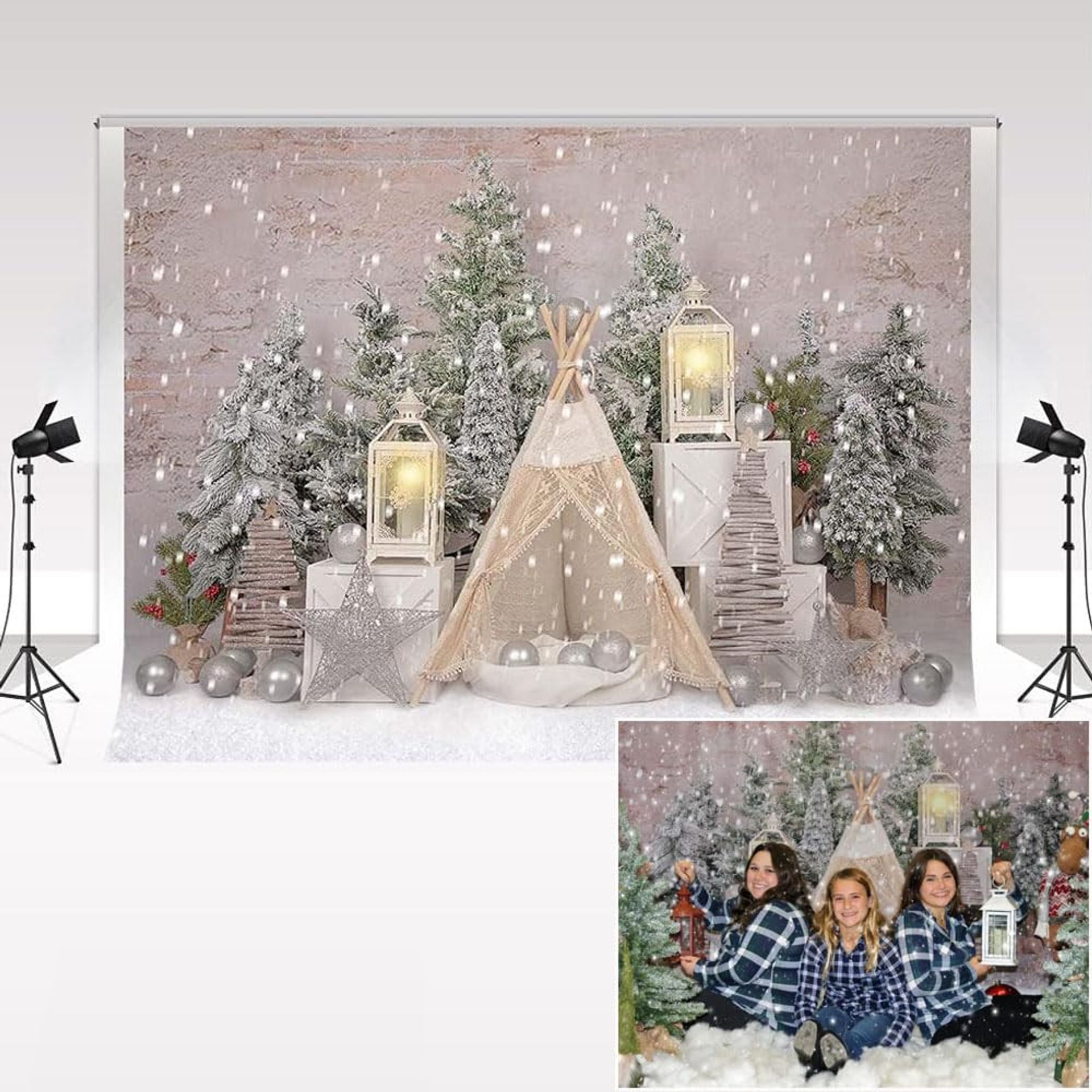 Christmas Theme Photography Backdrop Microfibre Photo Background for Family, Kids & Party Shoots - TYPE3 3x2m