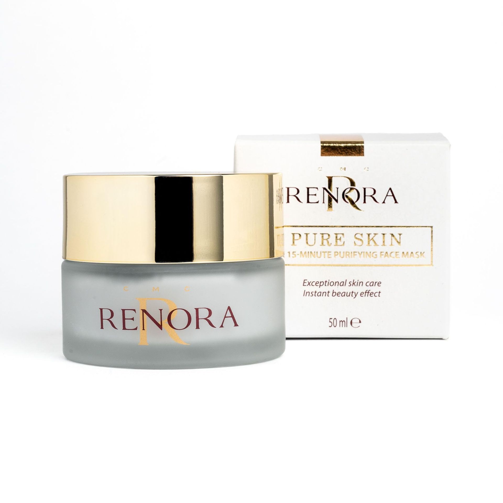 Renora Pure Skin Face Mask 15-Minute Purifying Treatment with Natural Ingredients and Activated Charcoal - Jasmine 50 ml