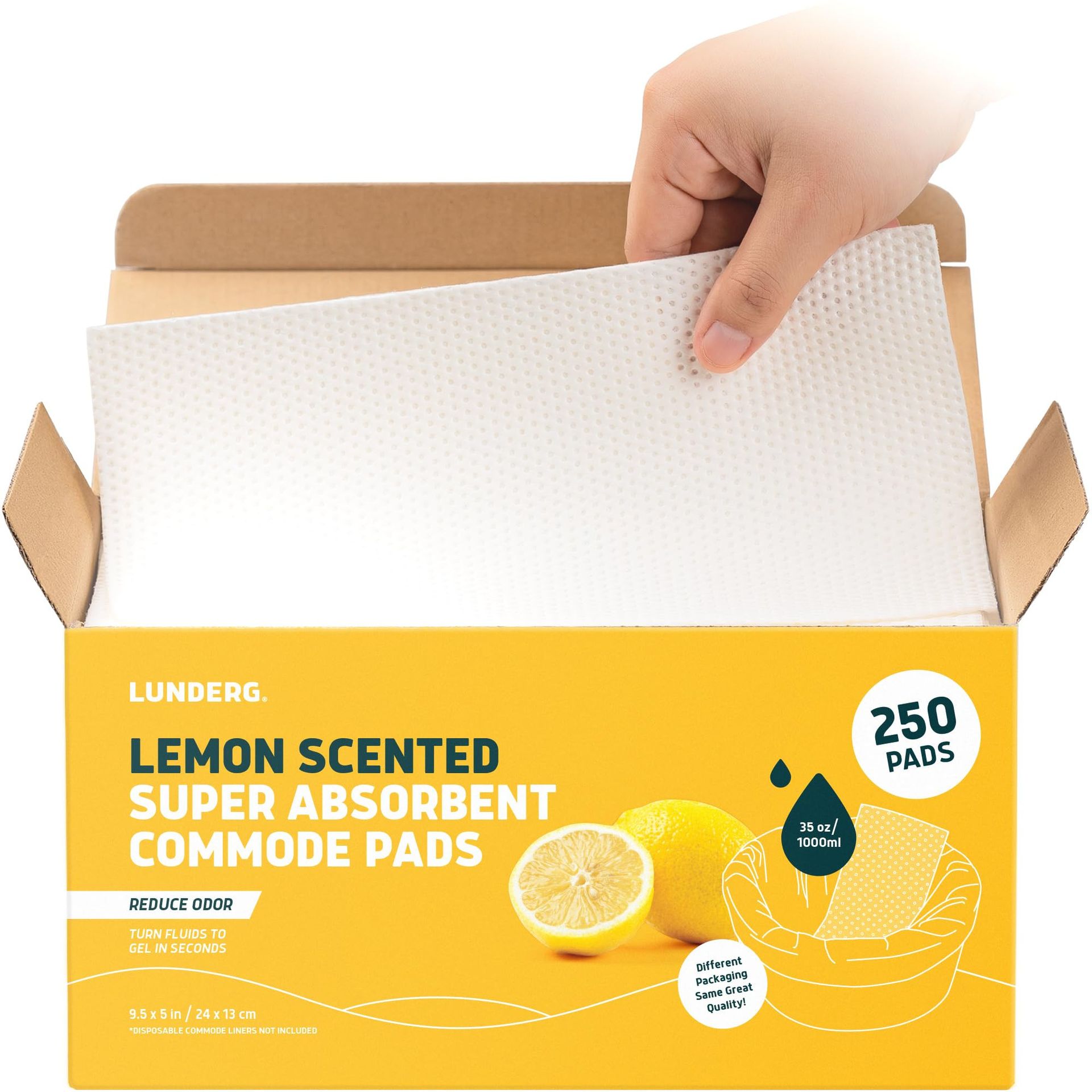 Super Absorbent Commode Pads Lemon Scented Medical Grade Value Pack 250 for Bedside Liners & Portable Toilets - White 250 Count